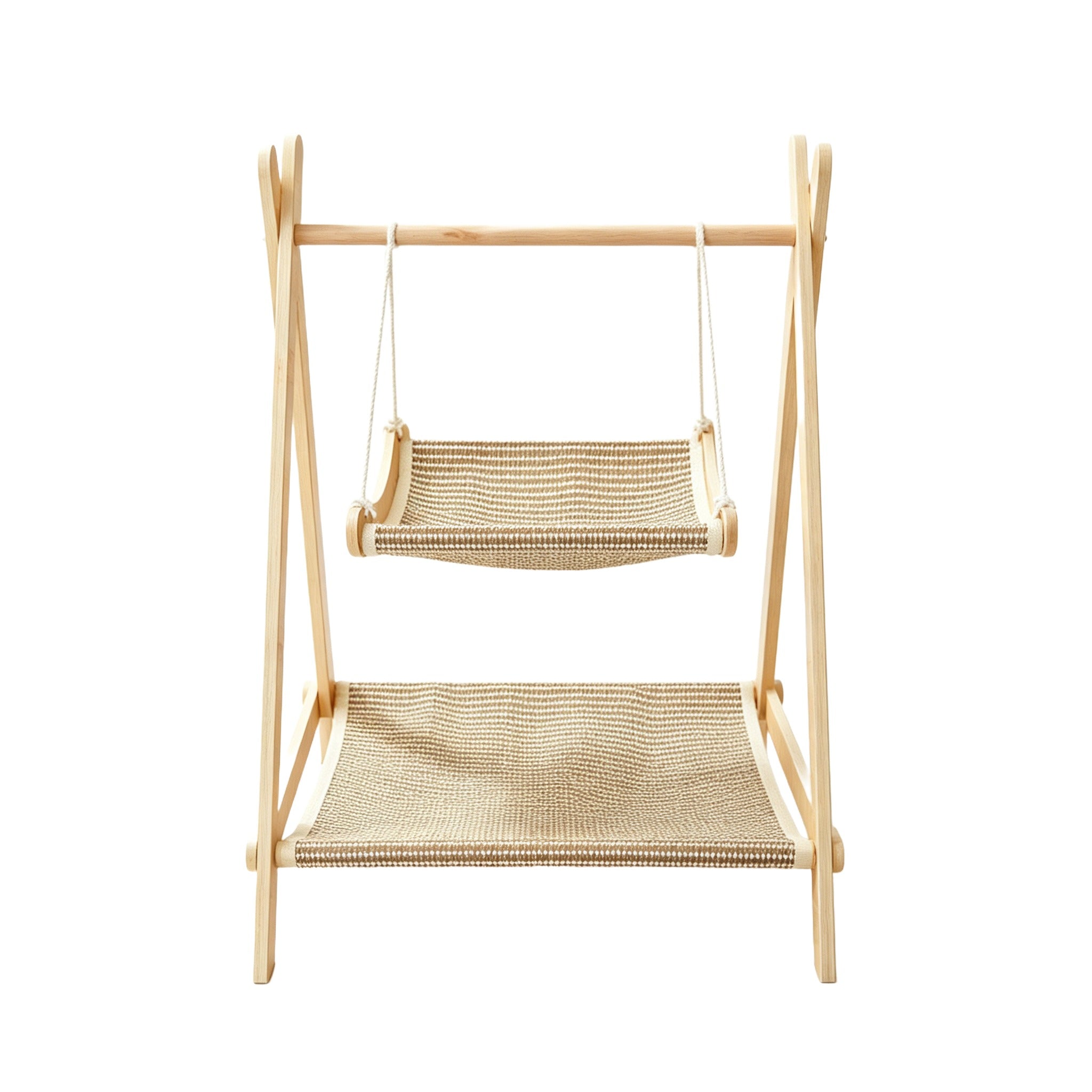 Double-Layer Wooden Sisal Cat Hammock – SKITTEROO