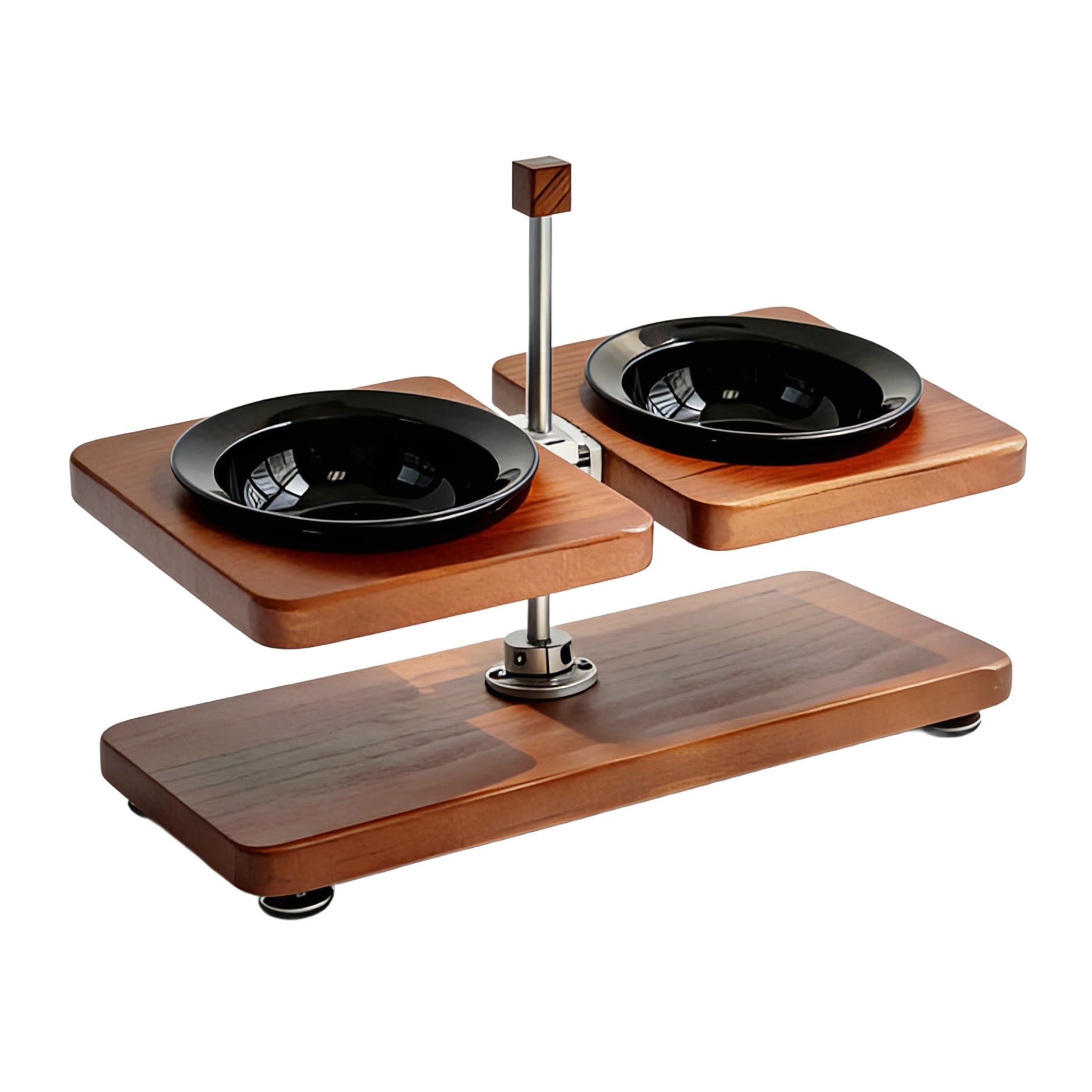 Vintage Wooden Adjustable Pet Bowl | Neck Protection Dual Bowls