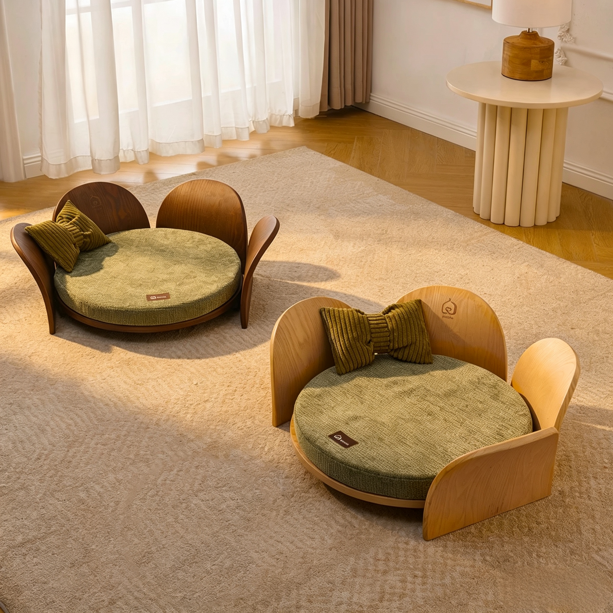 Premium Solid Wood Petal Pet Bed | All-Season Cat & Dog Sofa