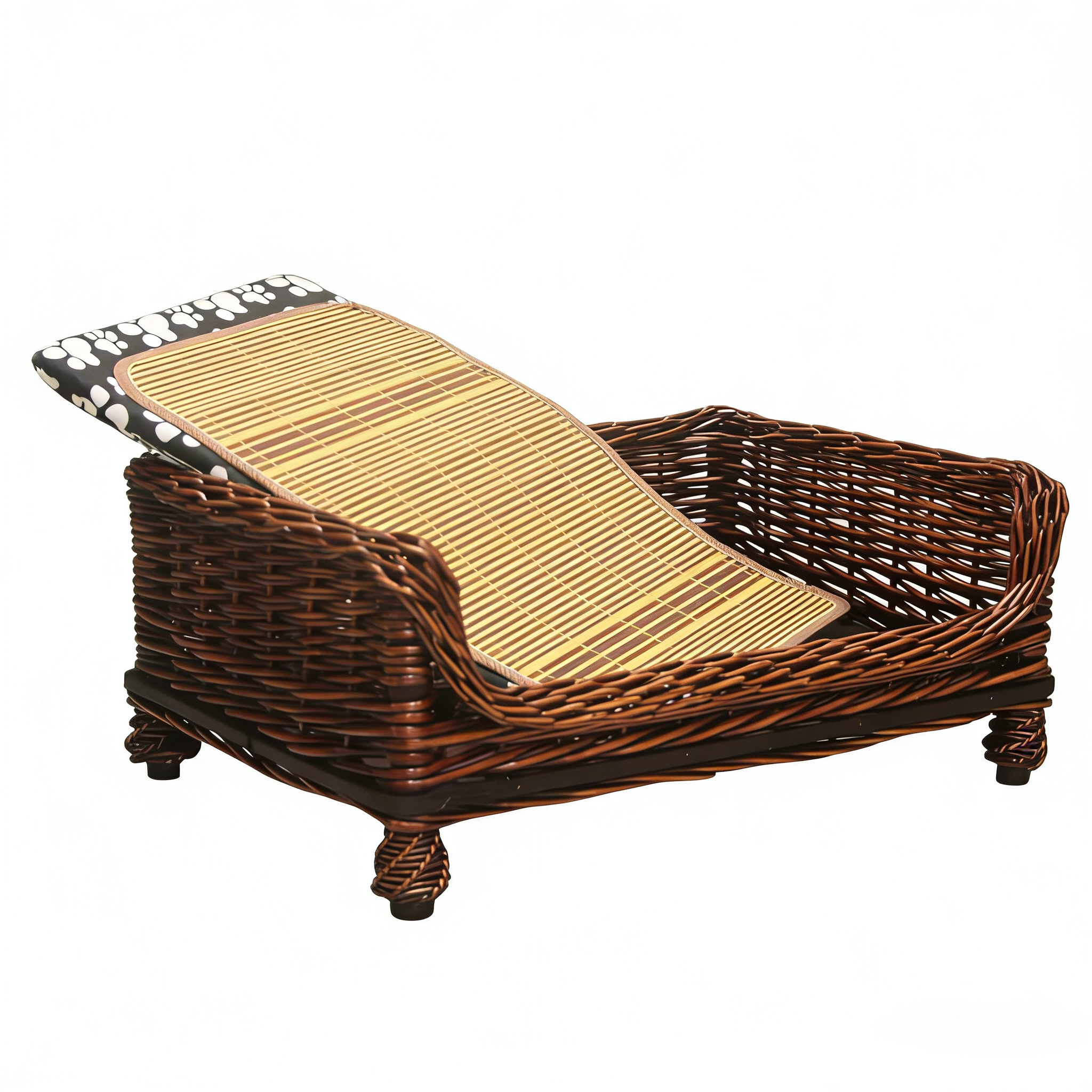 Hand-Woven Vintage Wicker Pet Bed-Rectangular bed for pets