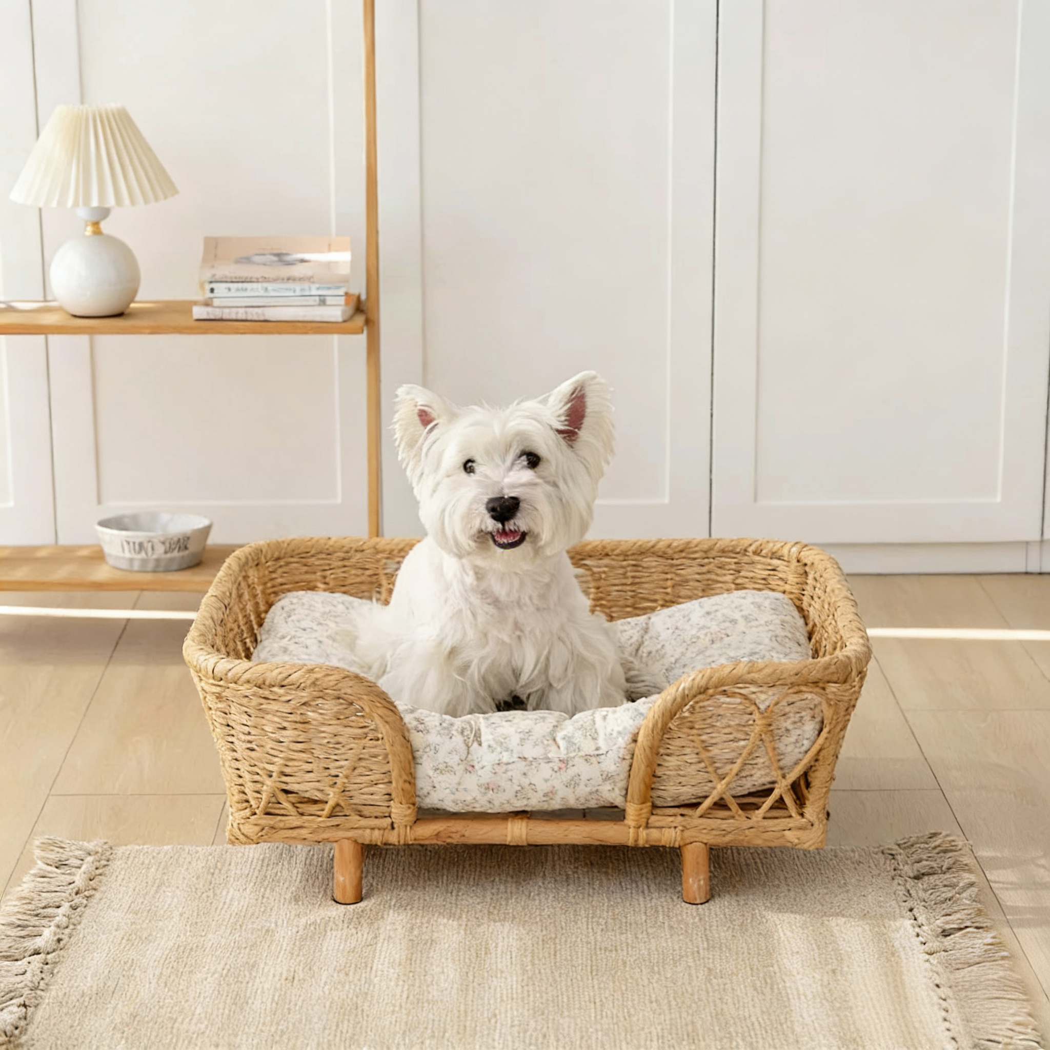 Handwoven Rattan Pet Bed | Cozy Cuddler Nest for Dogs & Cats