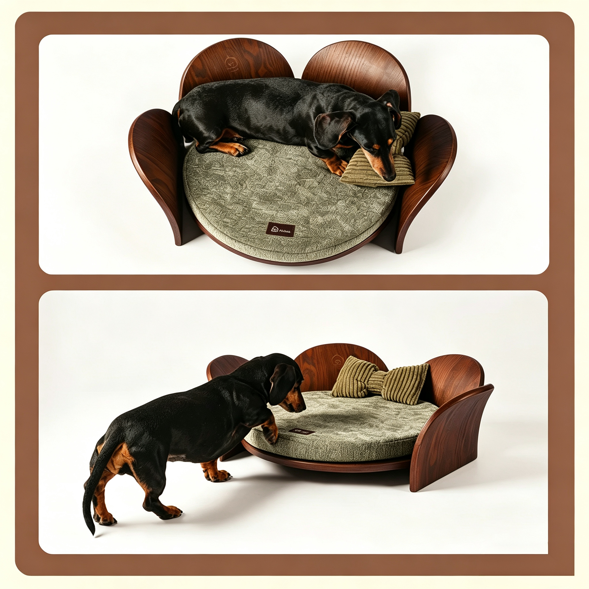 Premium Solid Wood Petal Pet Bed | All-Season Cat & Dog Sofa
