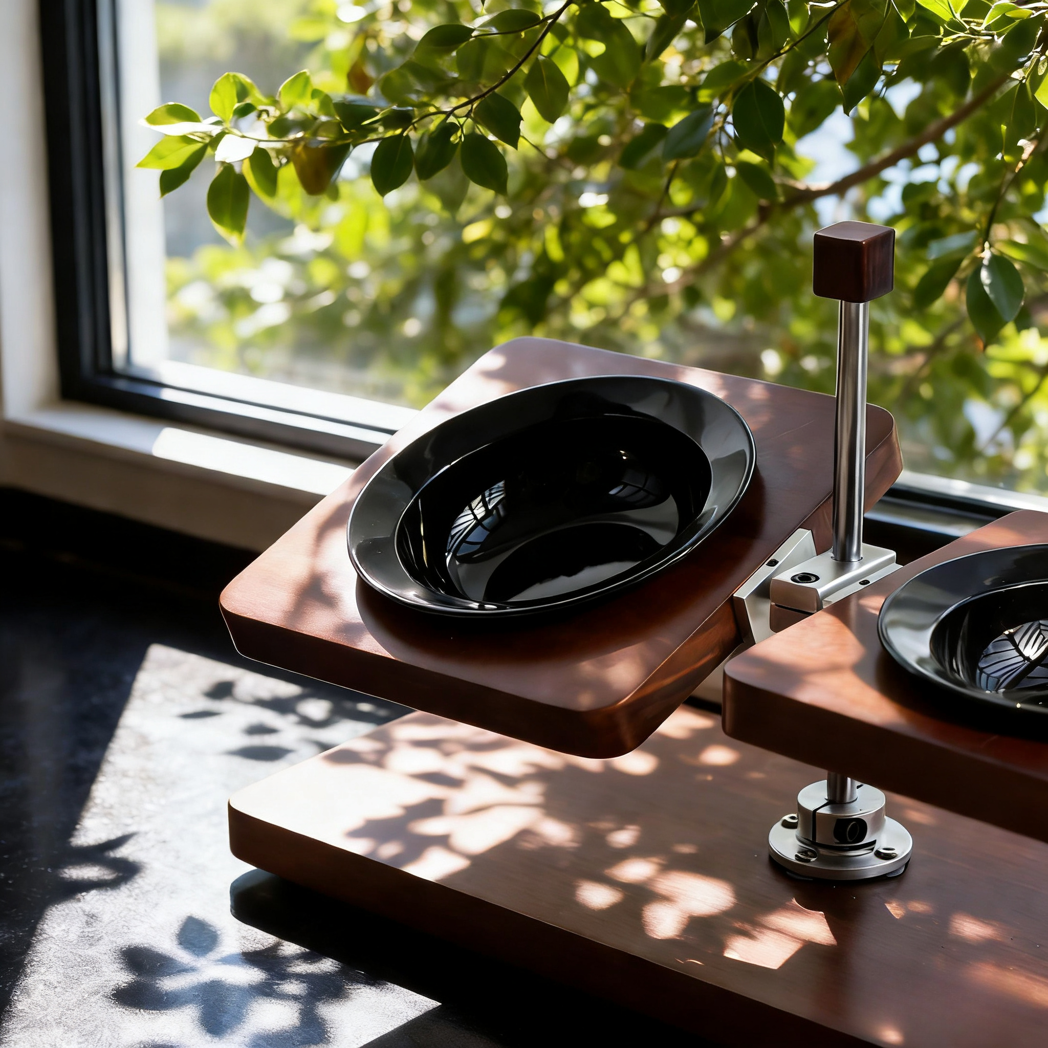 Vintage Wooden Adjustable Pet Bowl | Neck Protection Dual Bowls