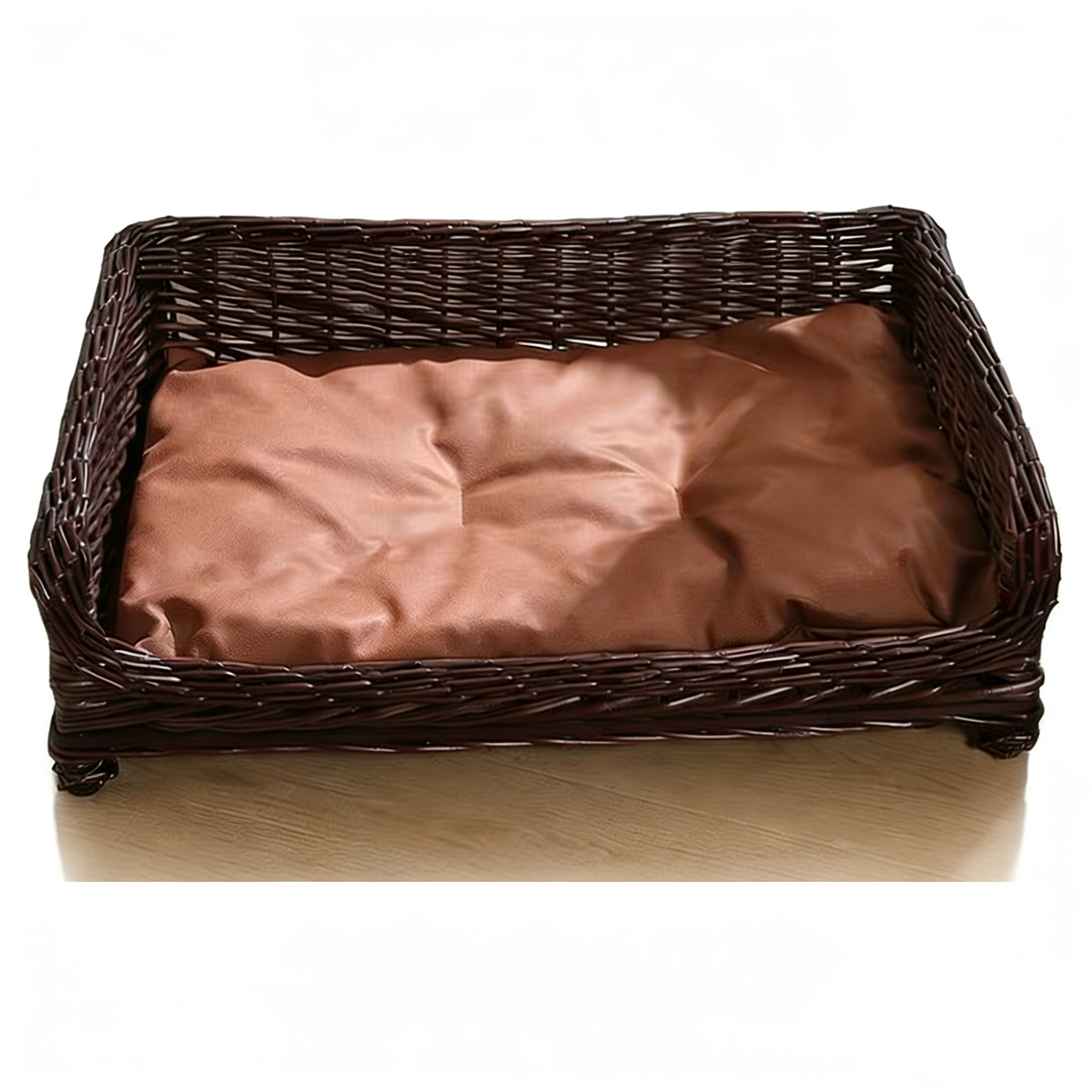 Hand-Woven Vintage Wicker Pet Bed-Rectangular bed for pets