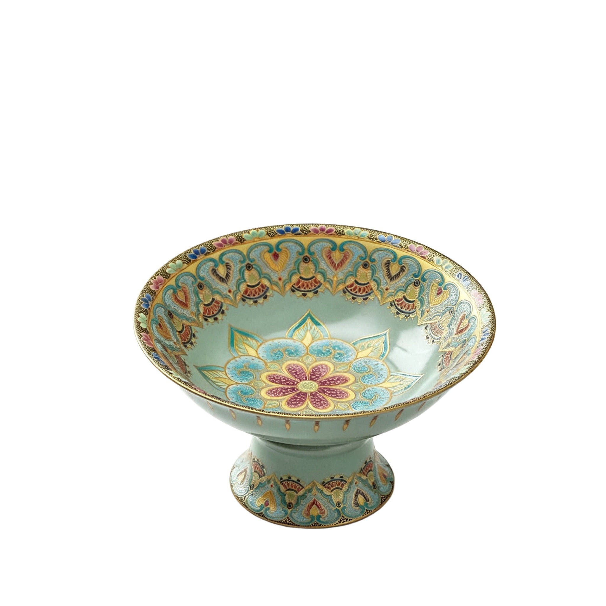 Vintage Chinese Doucai Elevated Pet Bowl