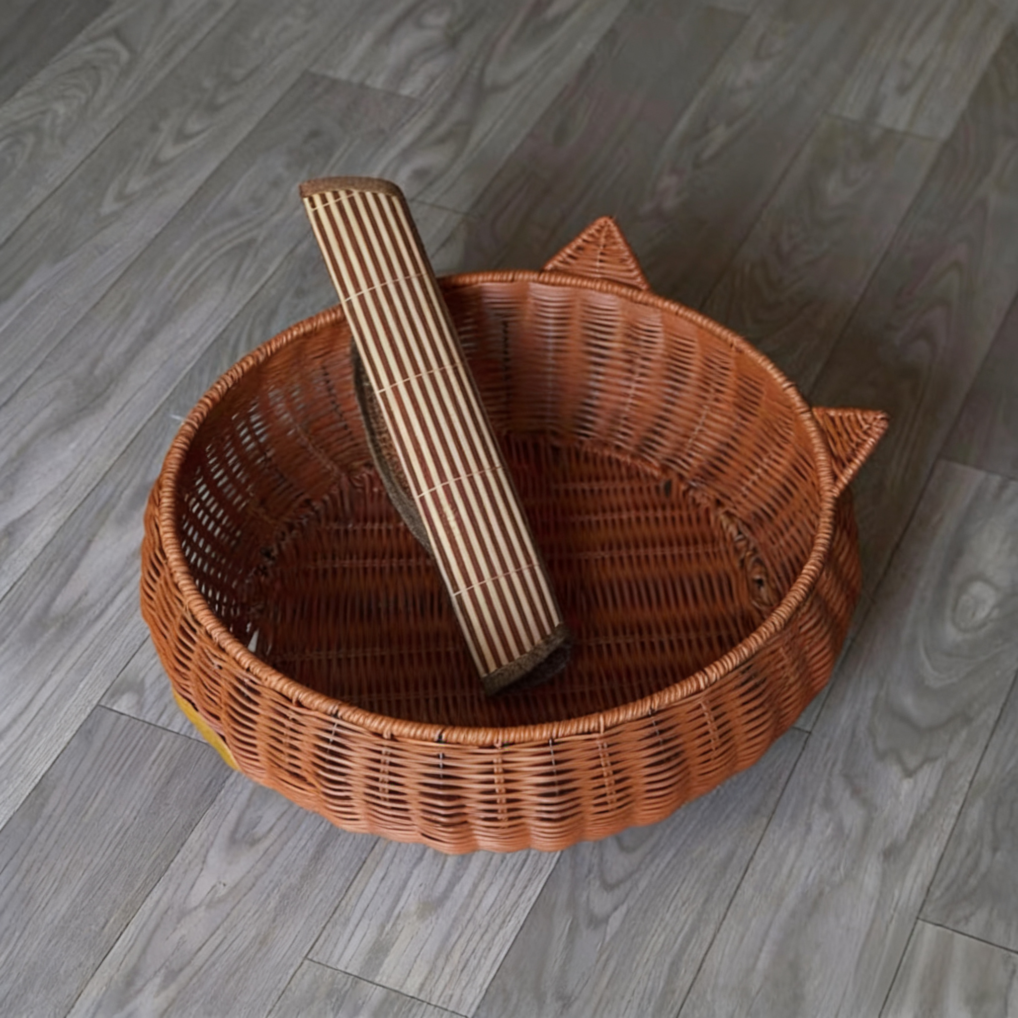 Cute Ear-Shaped Rattan Pet Bed-Includes cushion or cooling mat