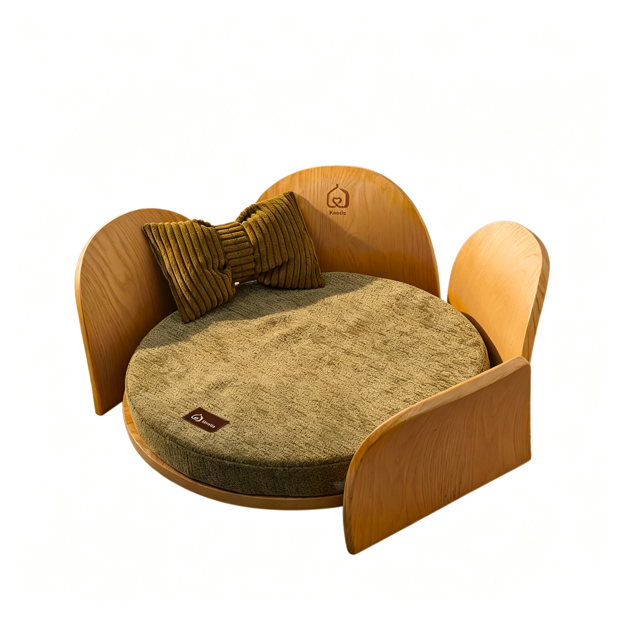 Premium Solid Wood Petal Pet Bed | All-Season Cat & Dog Sofa