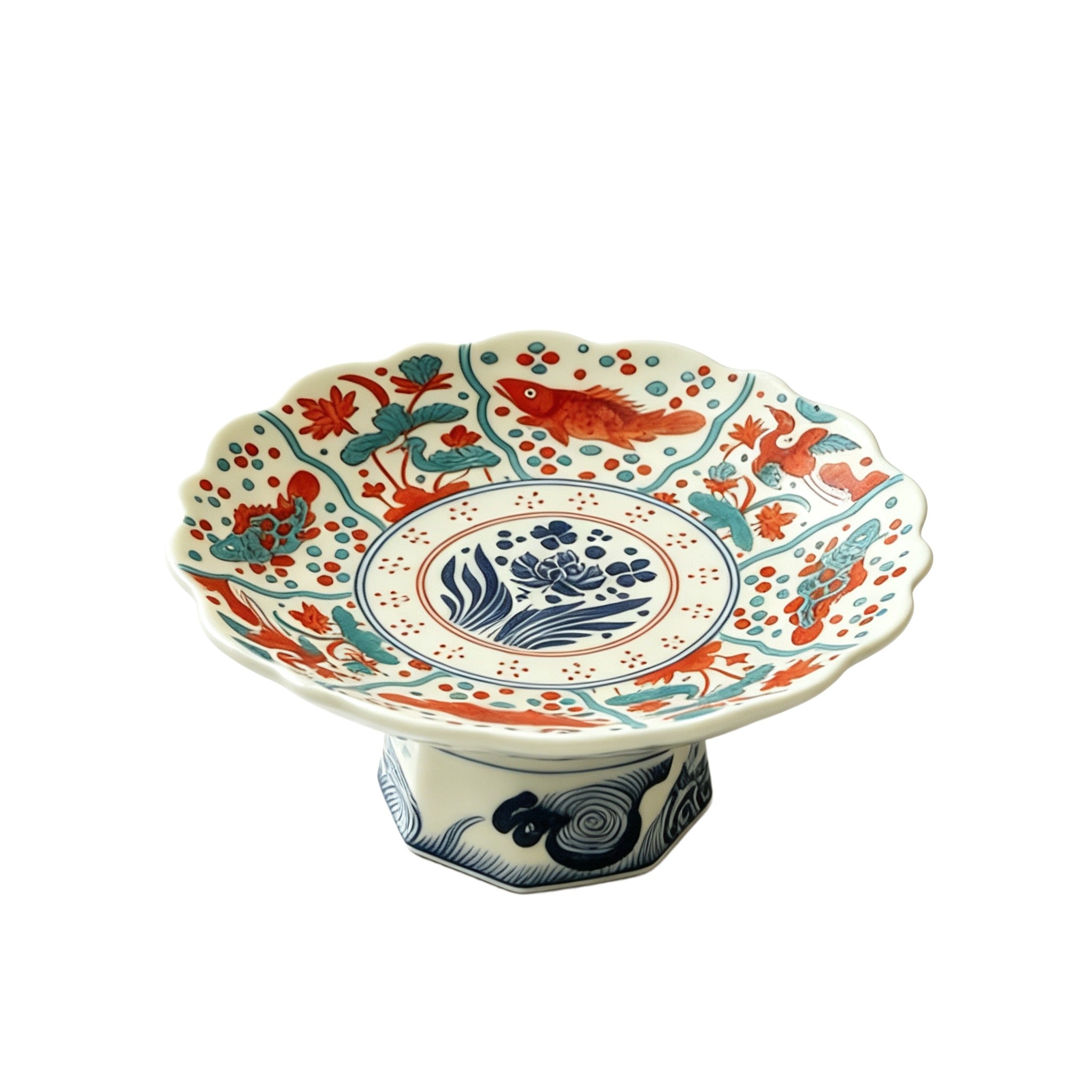 Vintage Chinese Doucai Elevated Pet Bowl