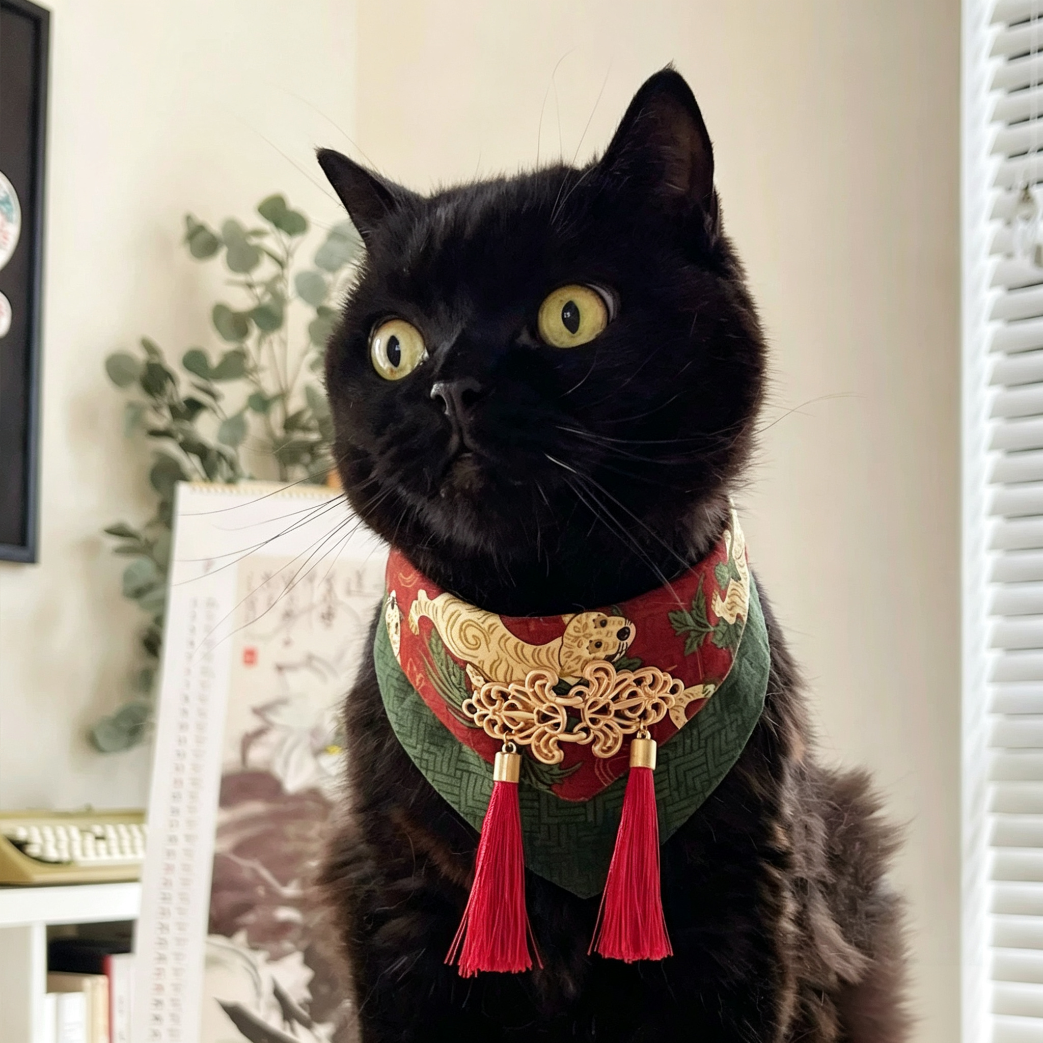 New Chinese Style Pet Triangle Bandana | Cotton Cat & Dog Neckwear