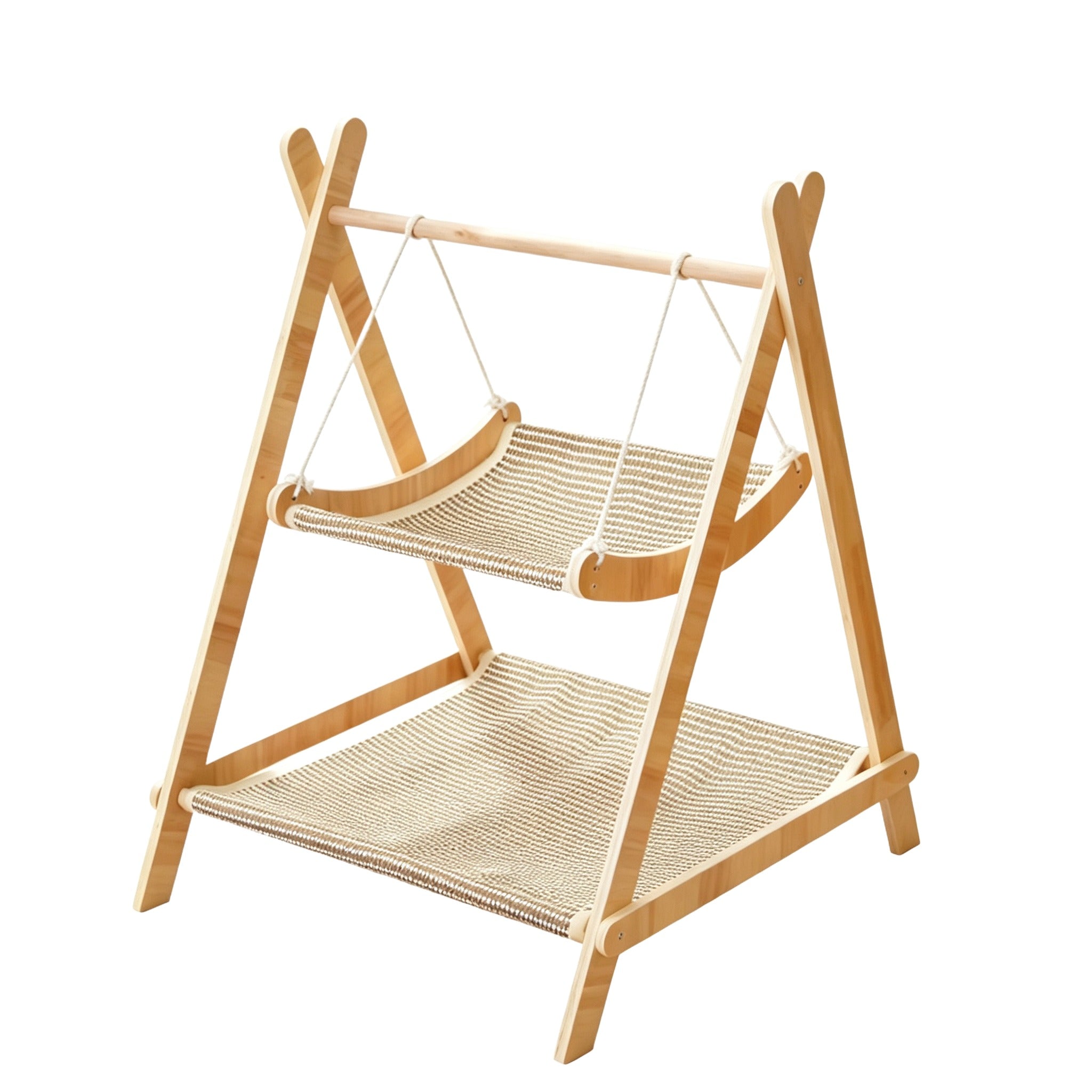 Double-Layer Wooden Sisal Cat Hammock