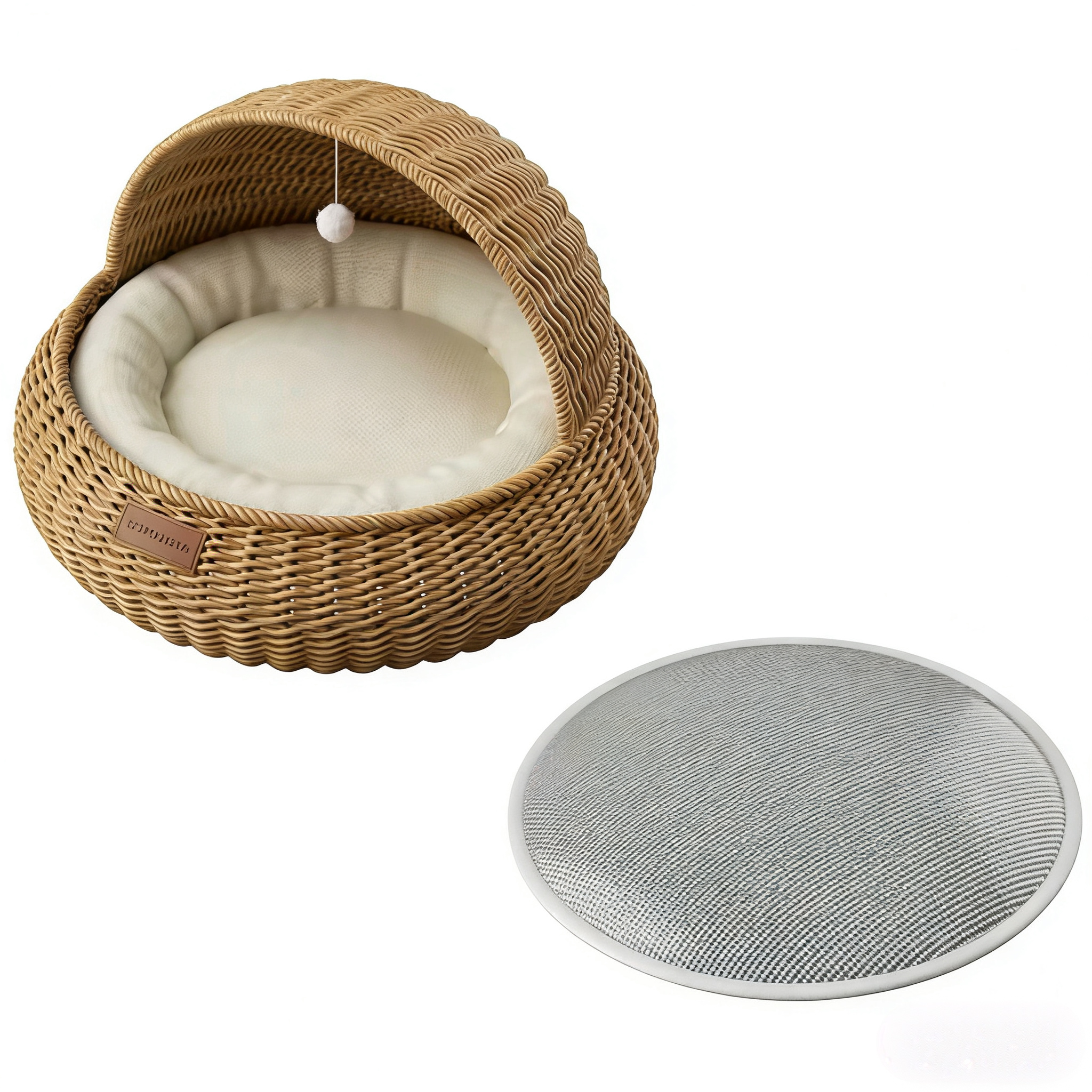 Rattan Woven Semi-Enclosed Pet Bed -Includes cushion or cooling mat