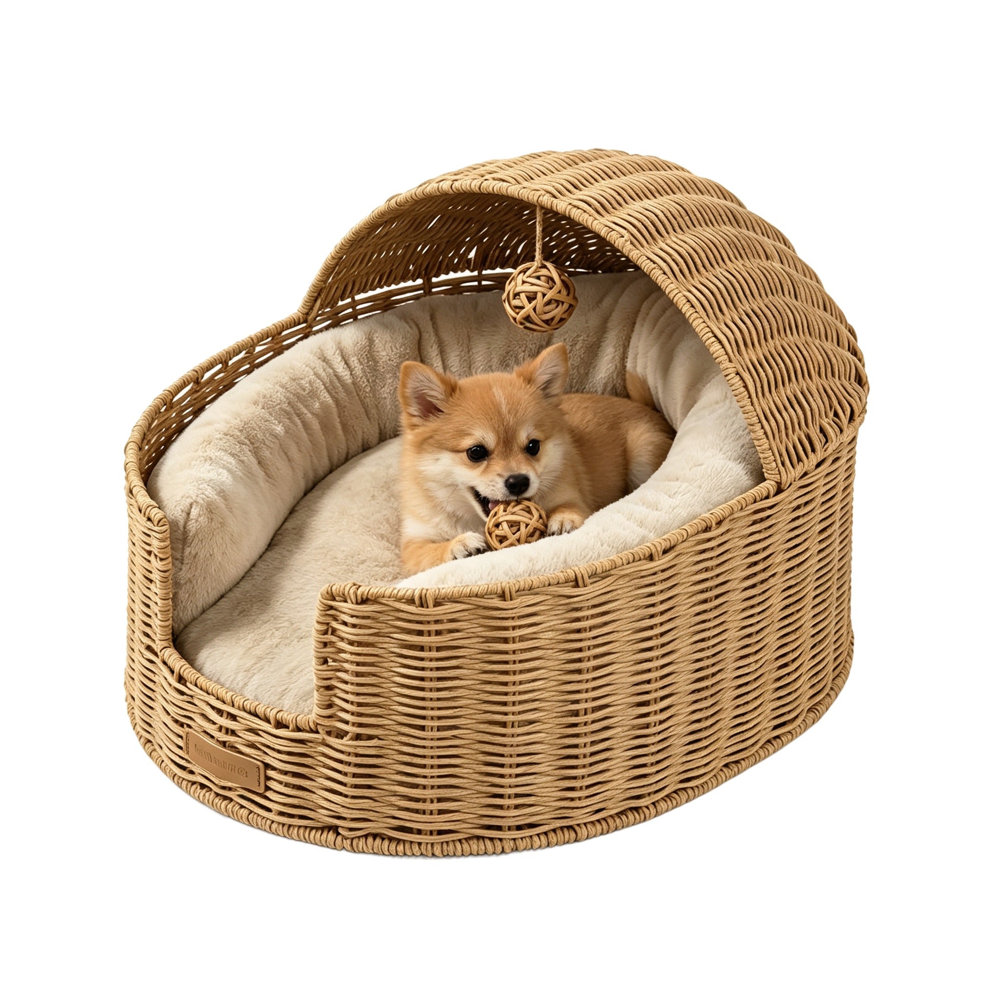 Handwoven Wicker Cat Bed Cave