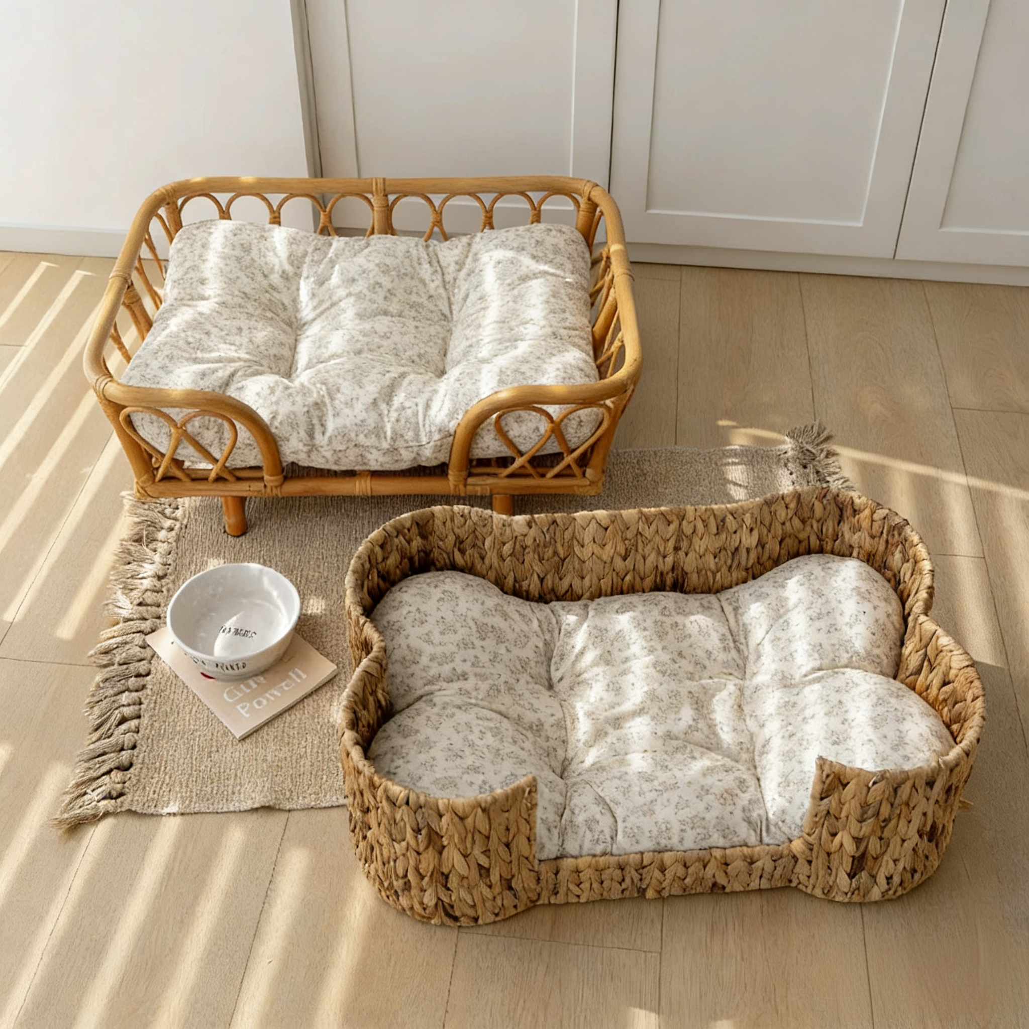 Handwoven Rattan Pet Bed | Cozy Cuddler Nest for Dogs & Cats