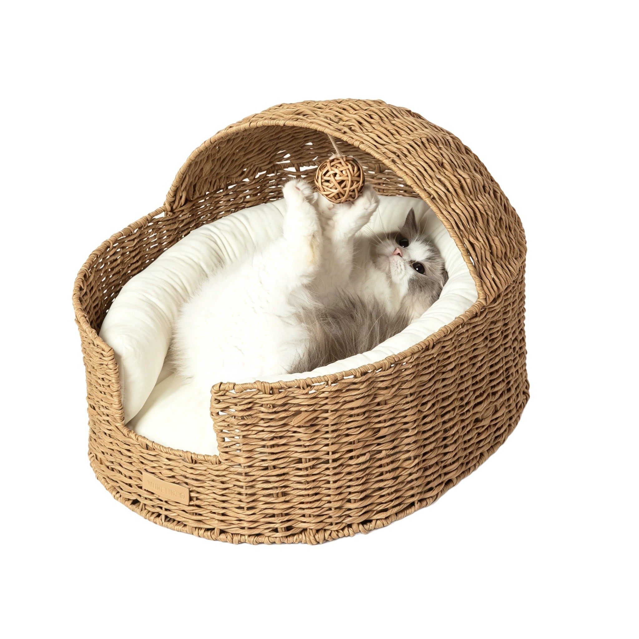 Handwoven Wicker Cat Bed Cave
