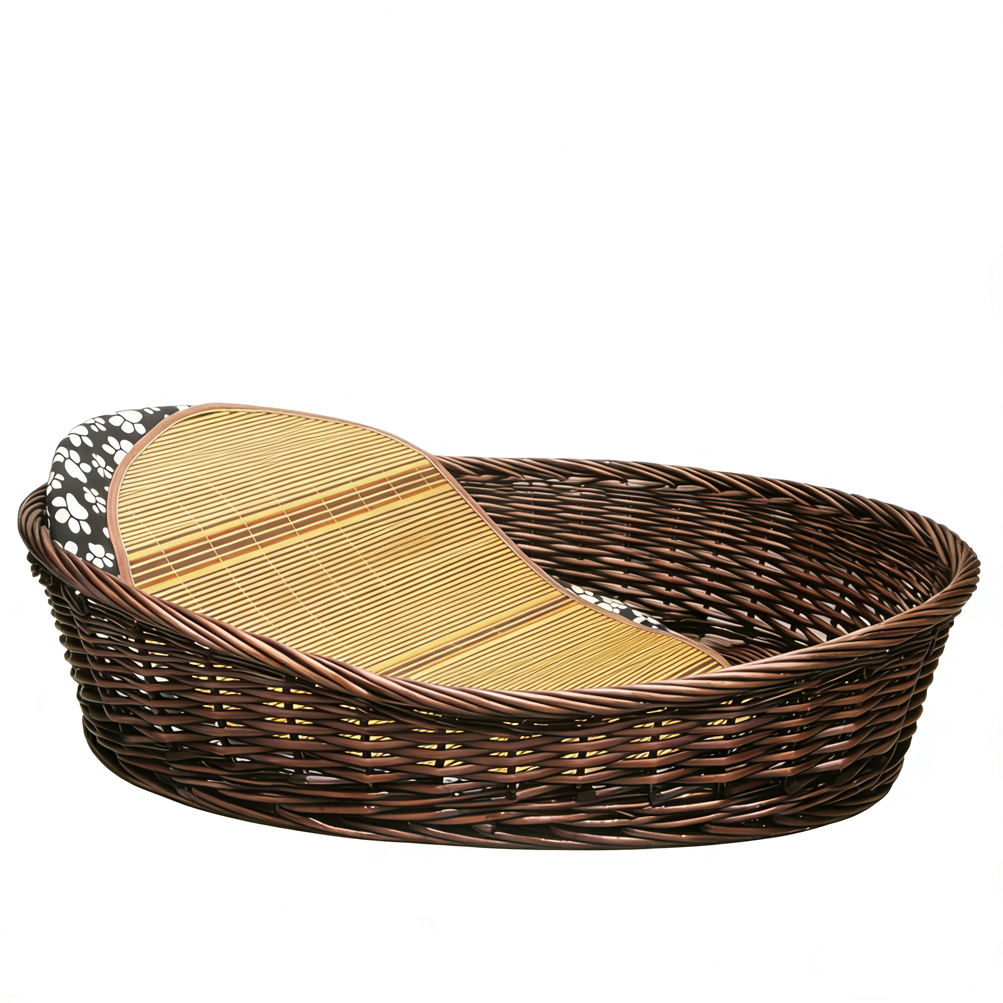 Hand-Woven Vintage Wicker Pet Bed-Oval bed for pets