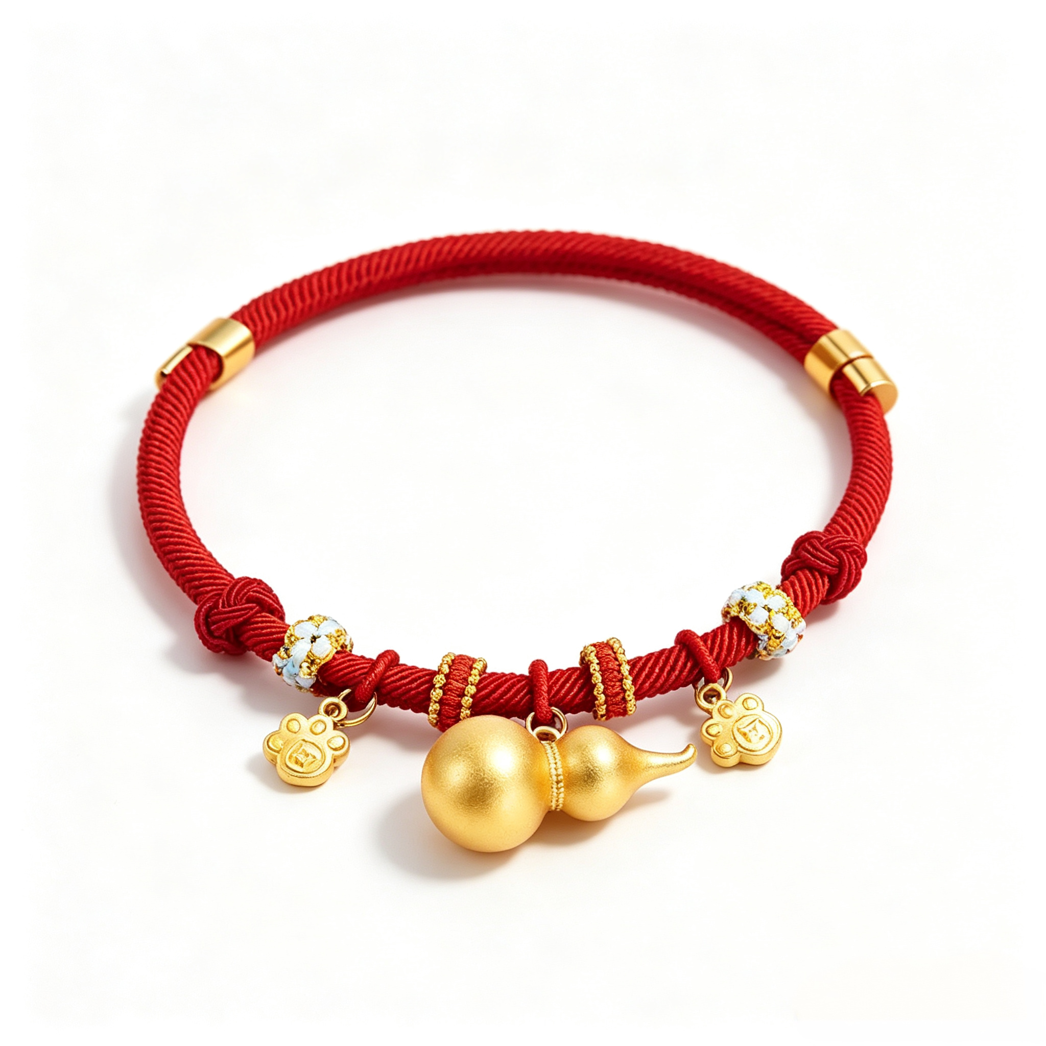 Pet Lucky Gold Lock Collar-Red String Safety Necklace