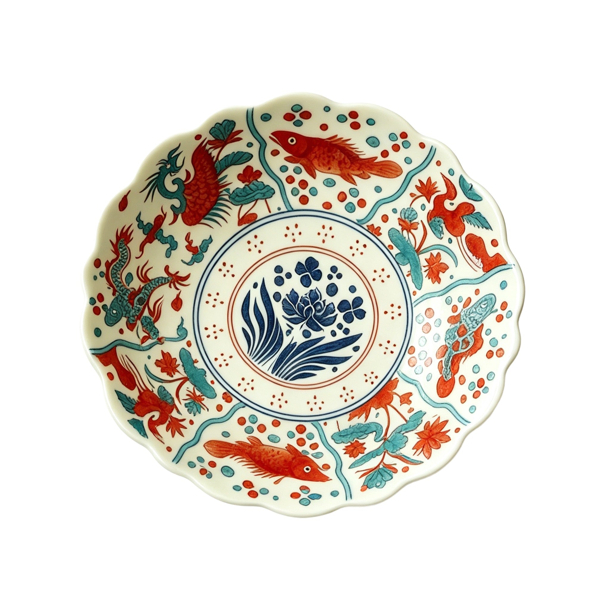 Vintage Chinese Doucai Elevated Pet Bowl