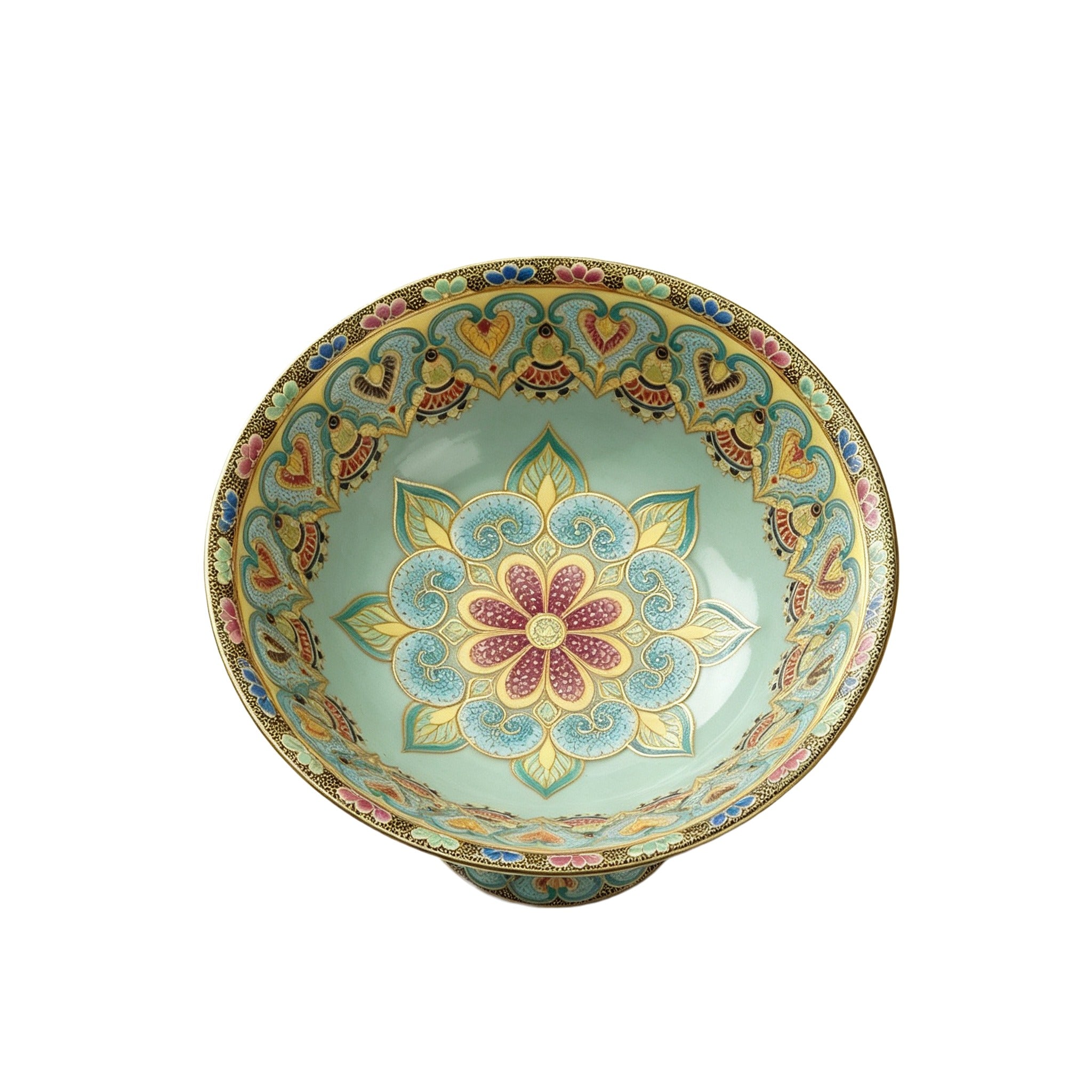 Vintage Chinese Doucai Elevated Pet Bowl