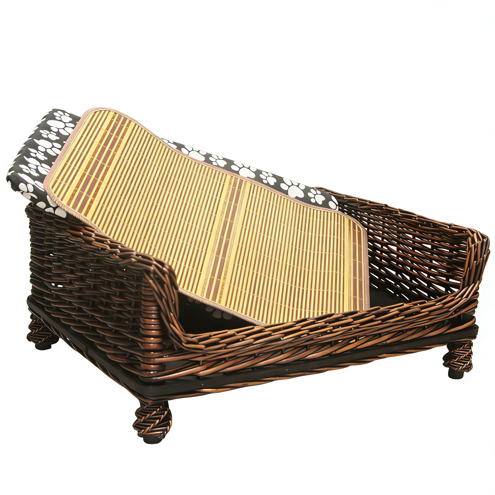 Hand-Woven Vintage Wicker Pet Bed-Rectangular bed for pets