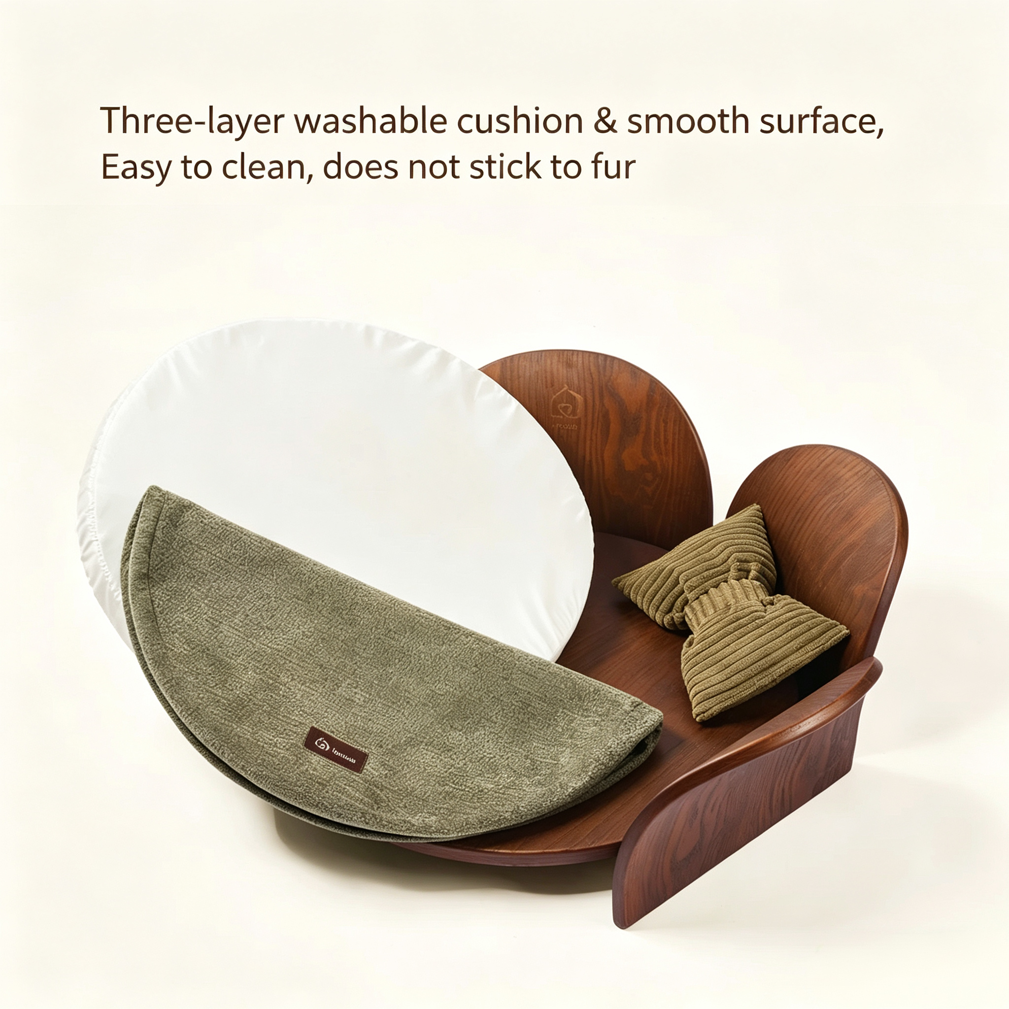 Premium Solid Wood Petal Pet Bed | All-Season Cat & Dog Sofa