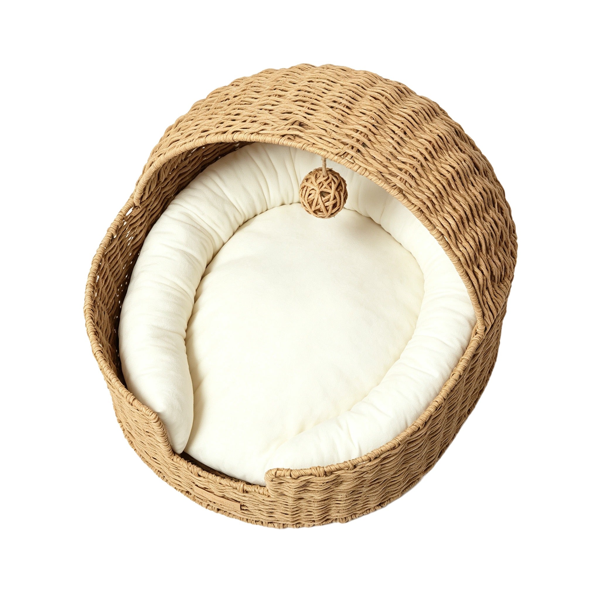 Handwoven Wicker Cat Bed Cave