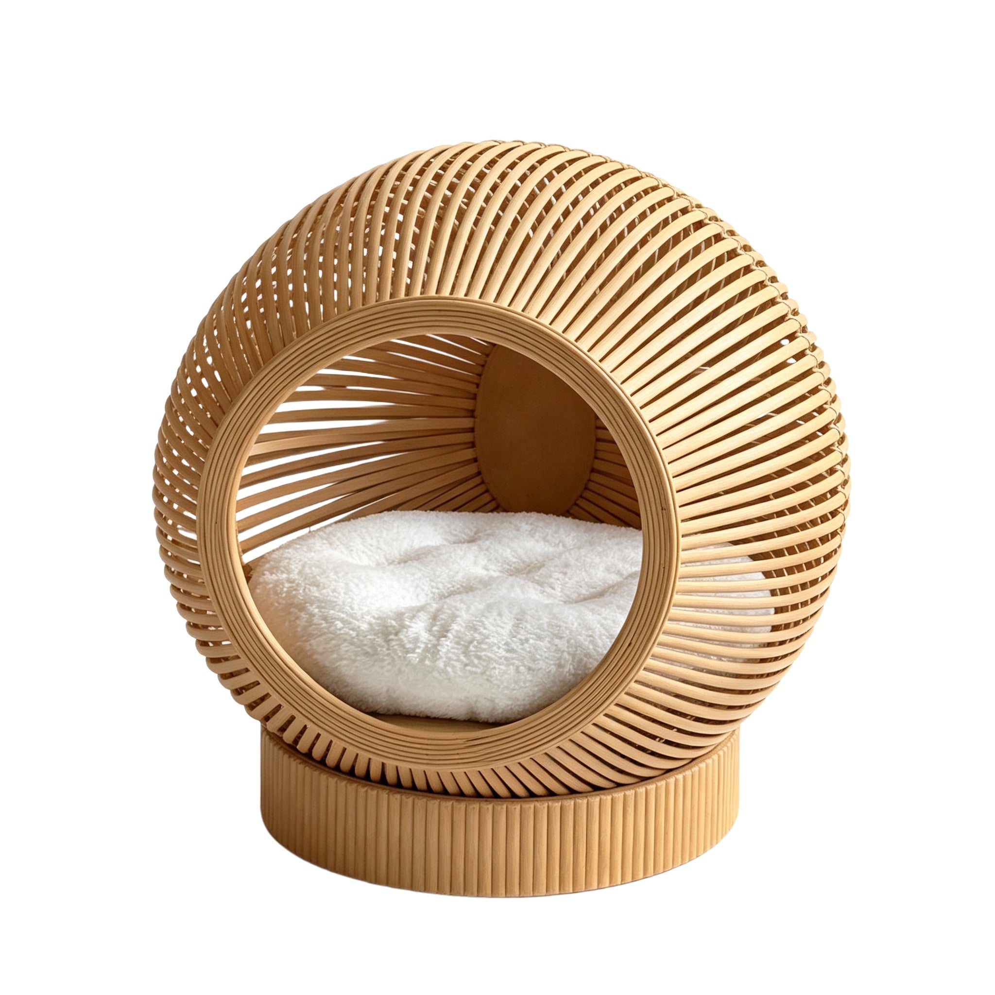 Rattan Cat Bed with Soft Cushion
