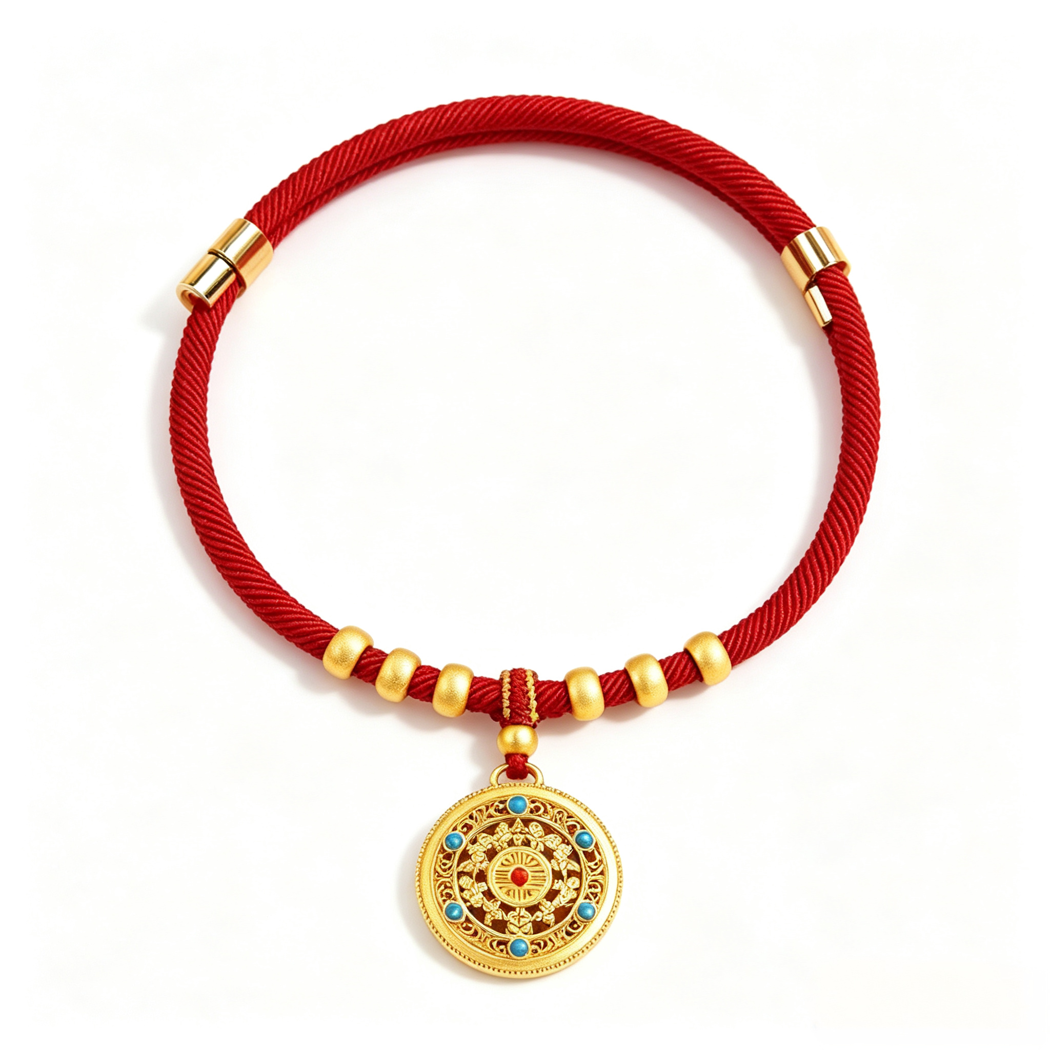Pet Lucky Gold Lock Collar-Red String Safety Necklace