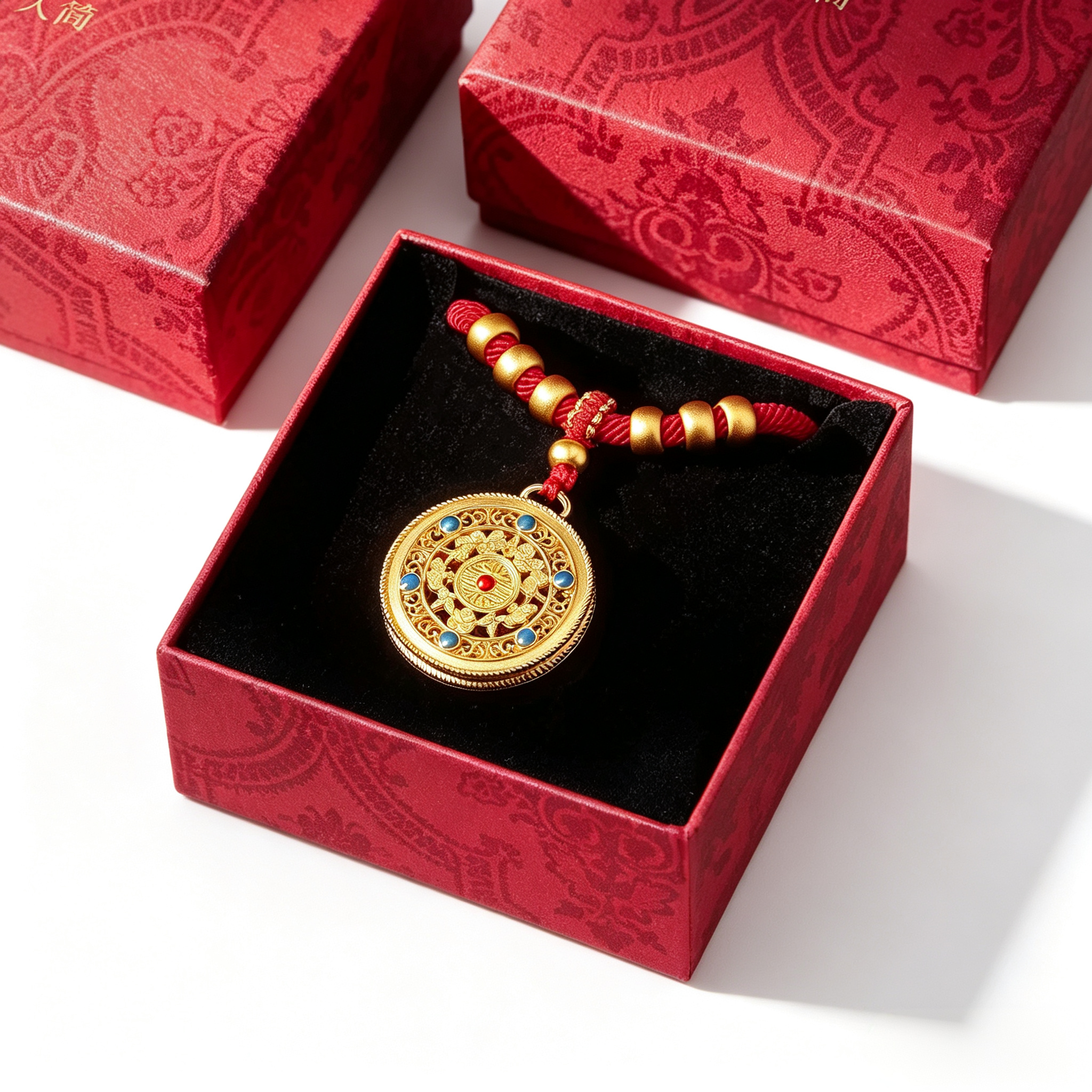 Pet Lucky Gold Lock Collar-Red String Safety Necklace
