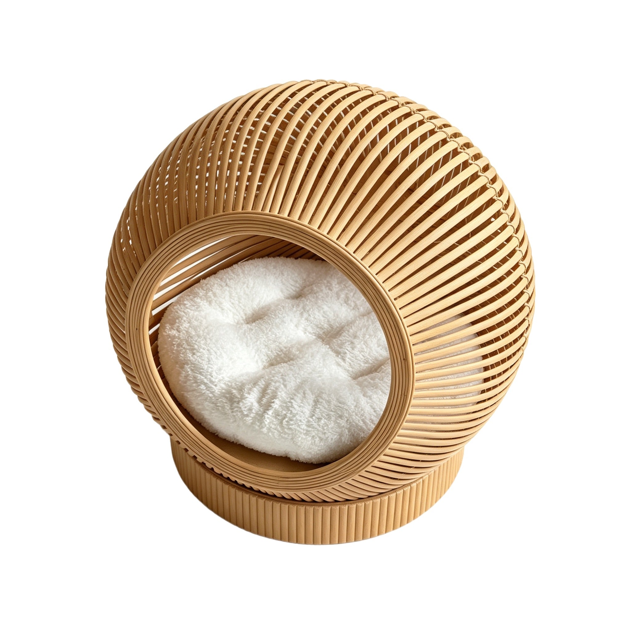 Rattan Cat Bed with Soft Cushion