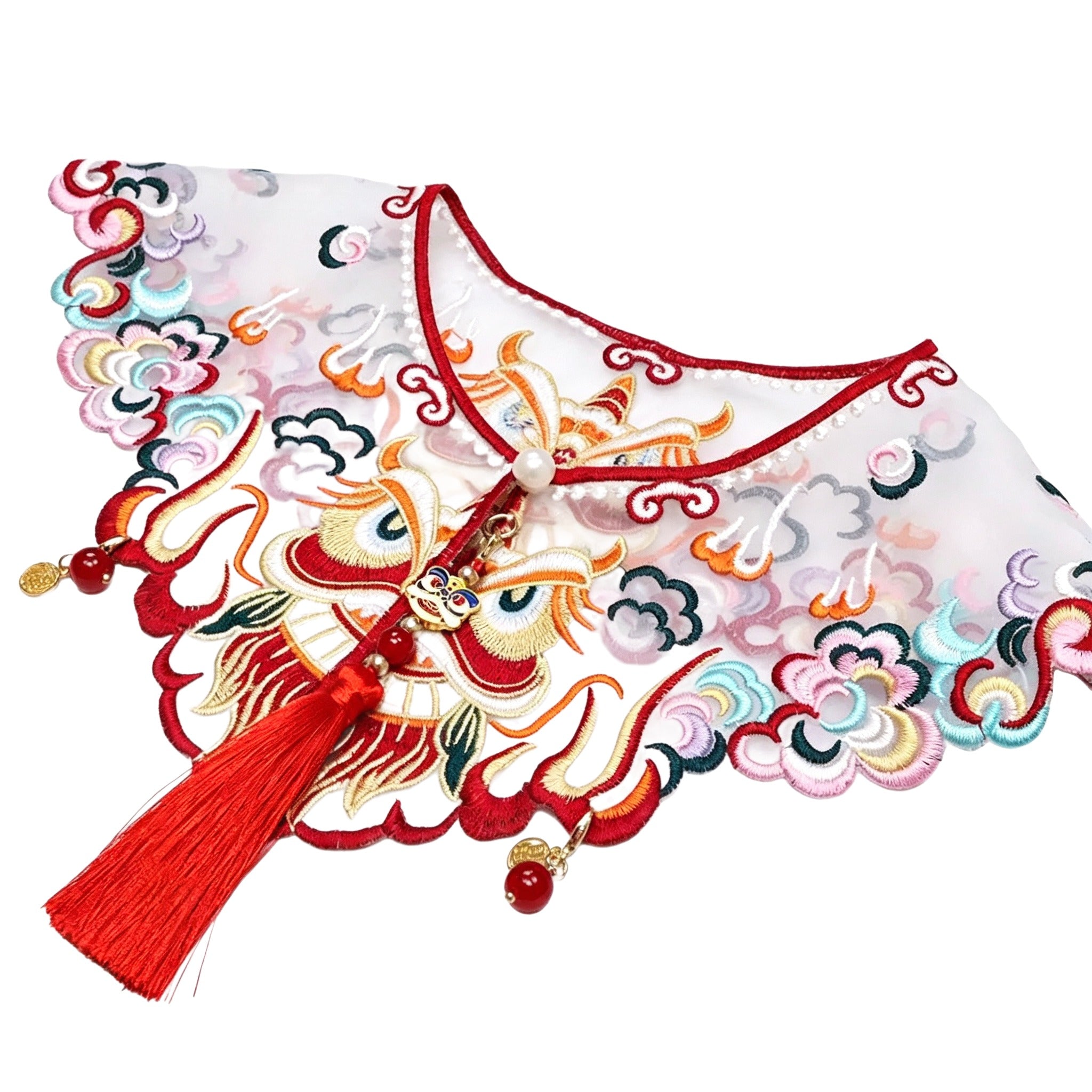 Lion Dance Embroidered Pet Cape Bib