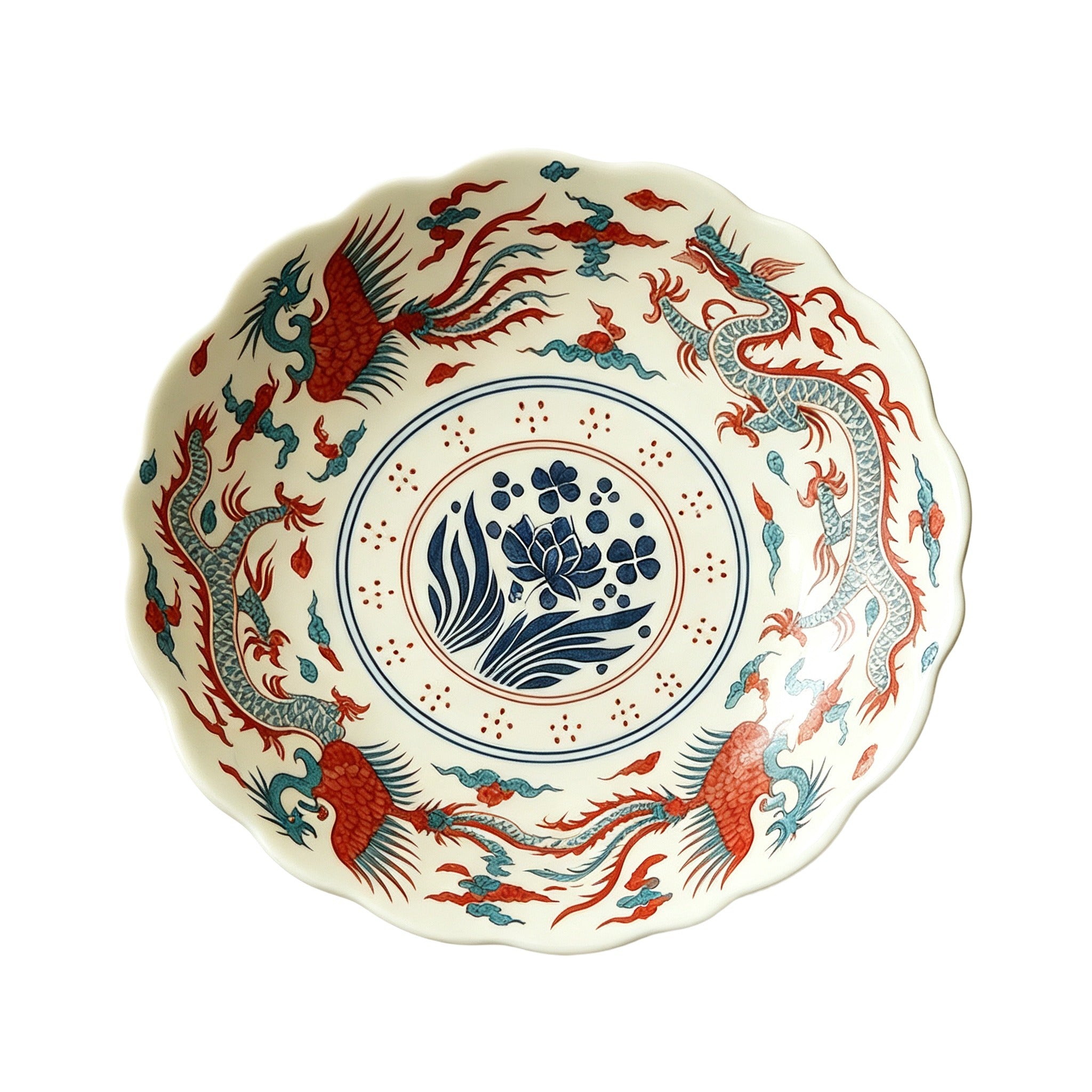 Vintage Chinese Doucai Elevated Pet Bowl