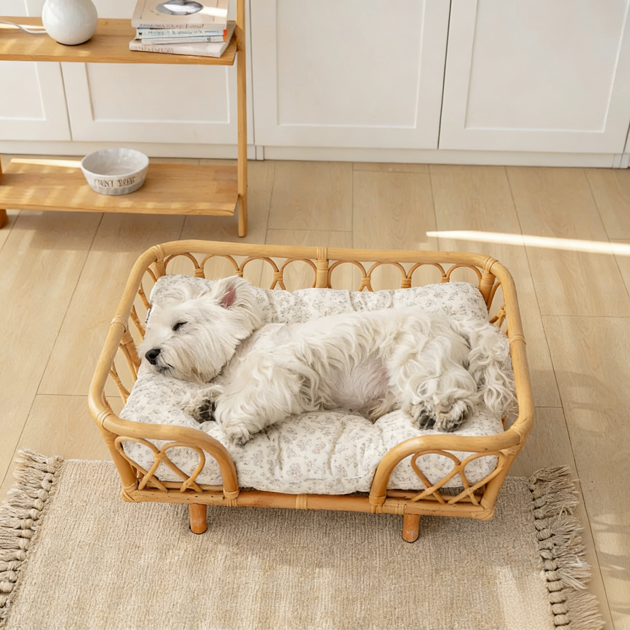 Handwoven Rattan Pet Bed | Cozy Cuddler Nest for Dogs & Cats