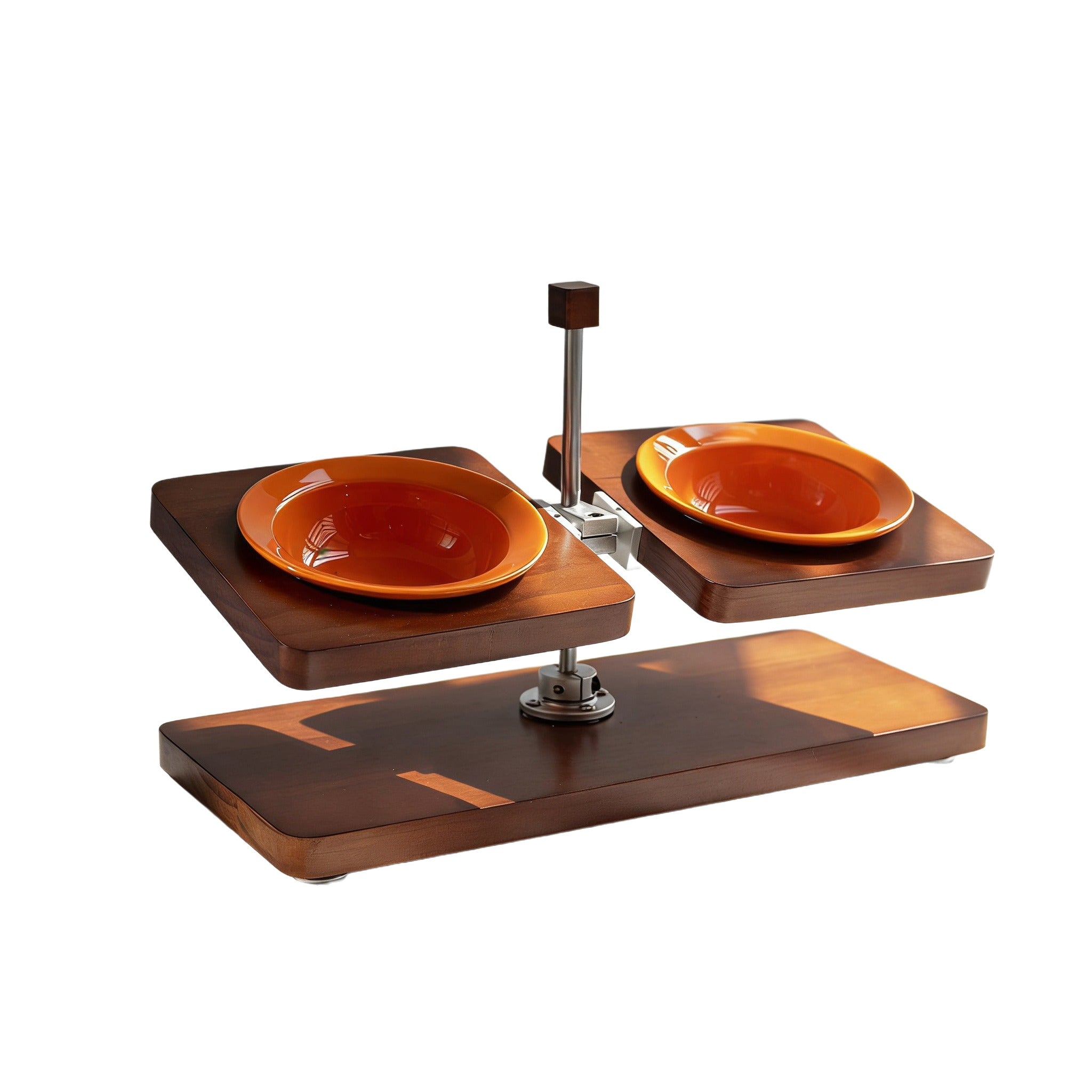 Vintage Wooden Adjustable Pet Bowl | Neck Protection Dual Bowls