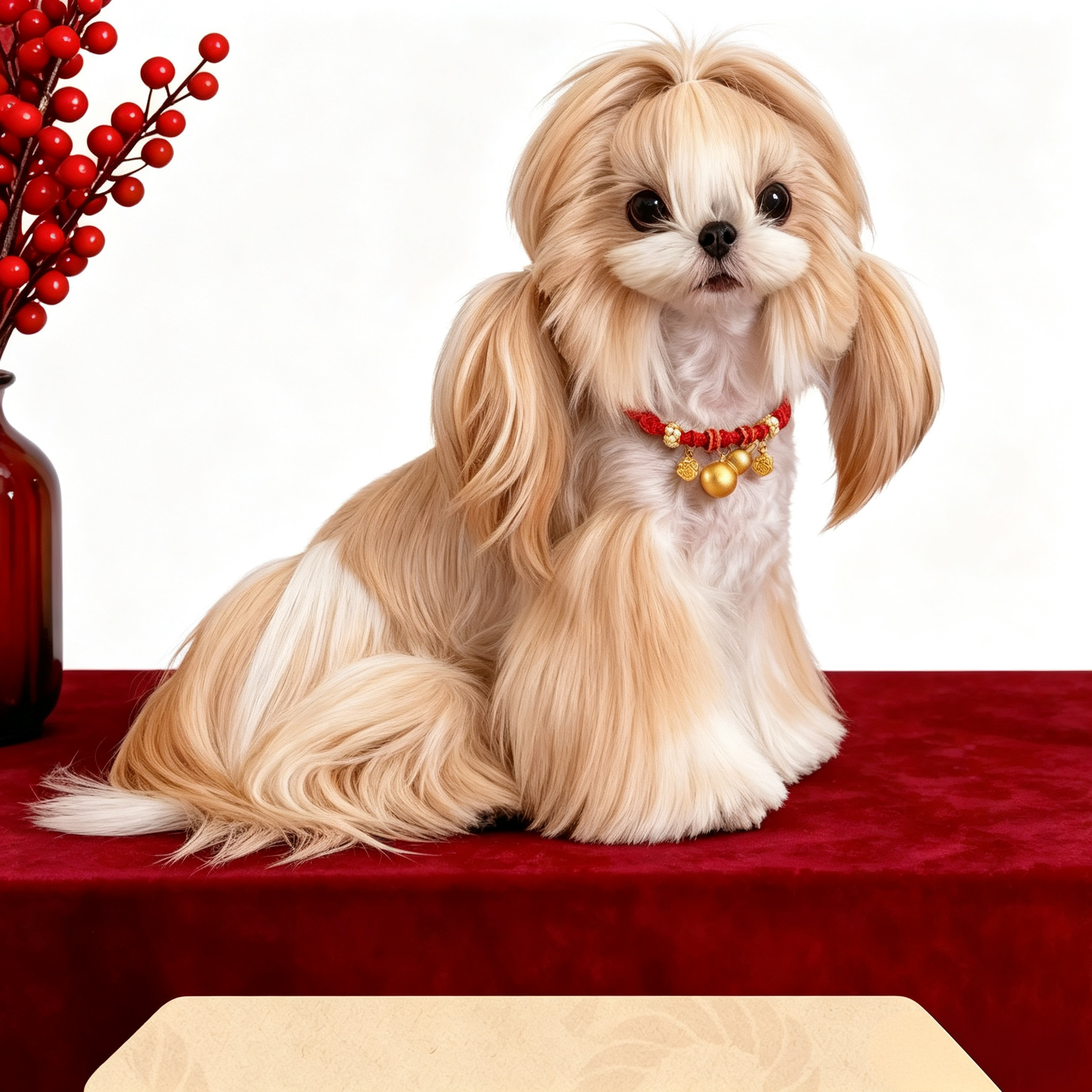 Pet Lucky Gold Lock Collar-Red String Safety Necklace