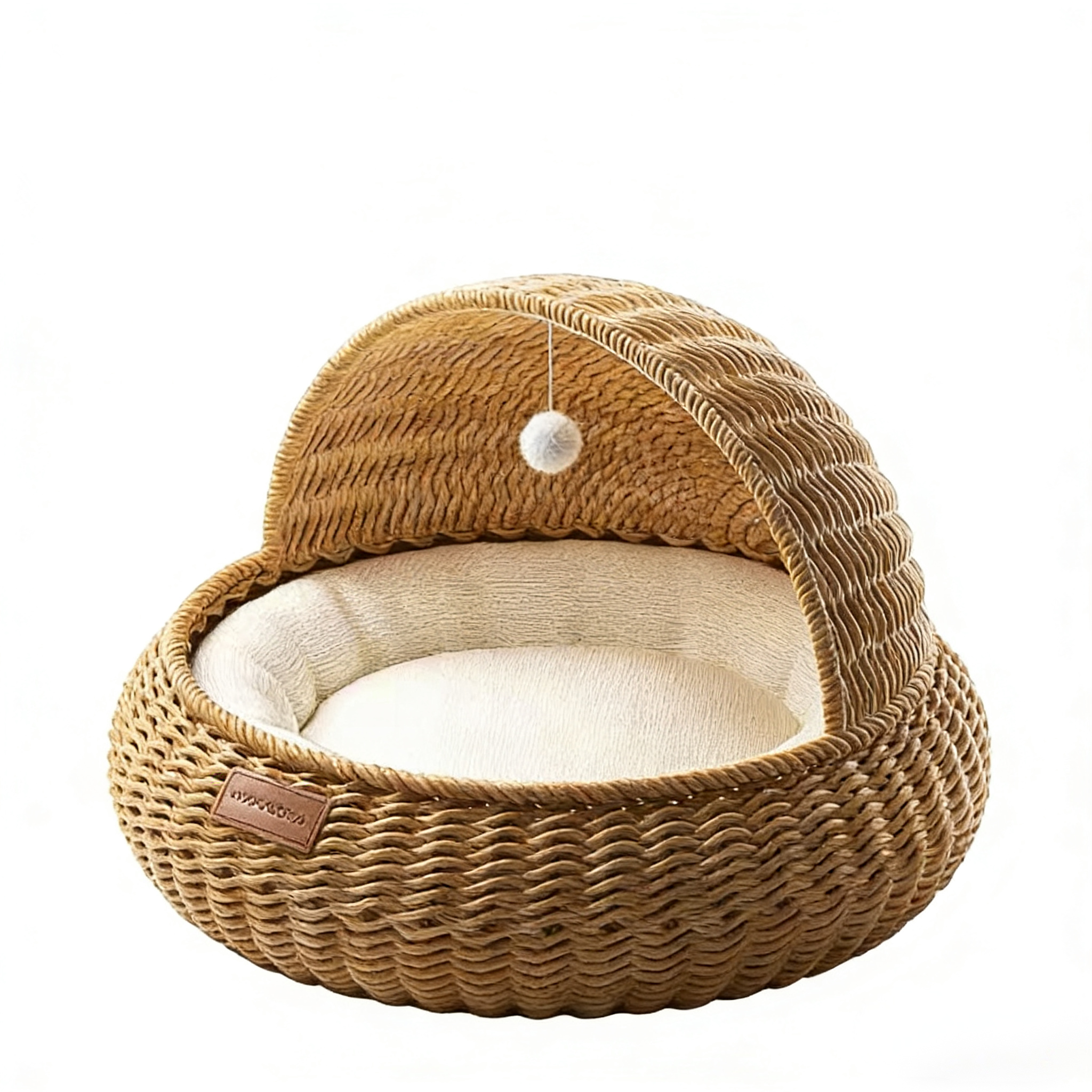 Rattan Woven Semi-Enclosed Pet Bed -Includes cushion or cooling mat
