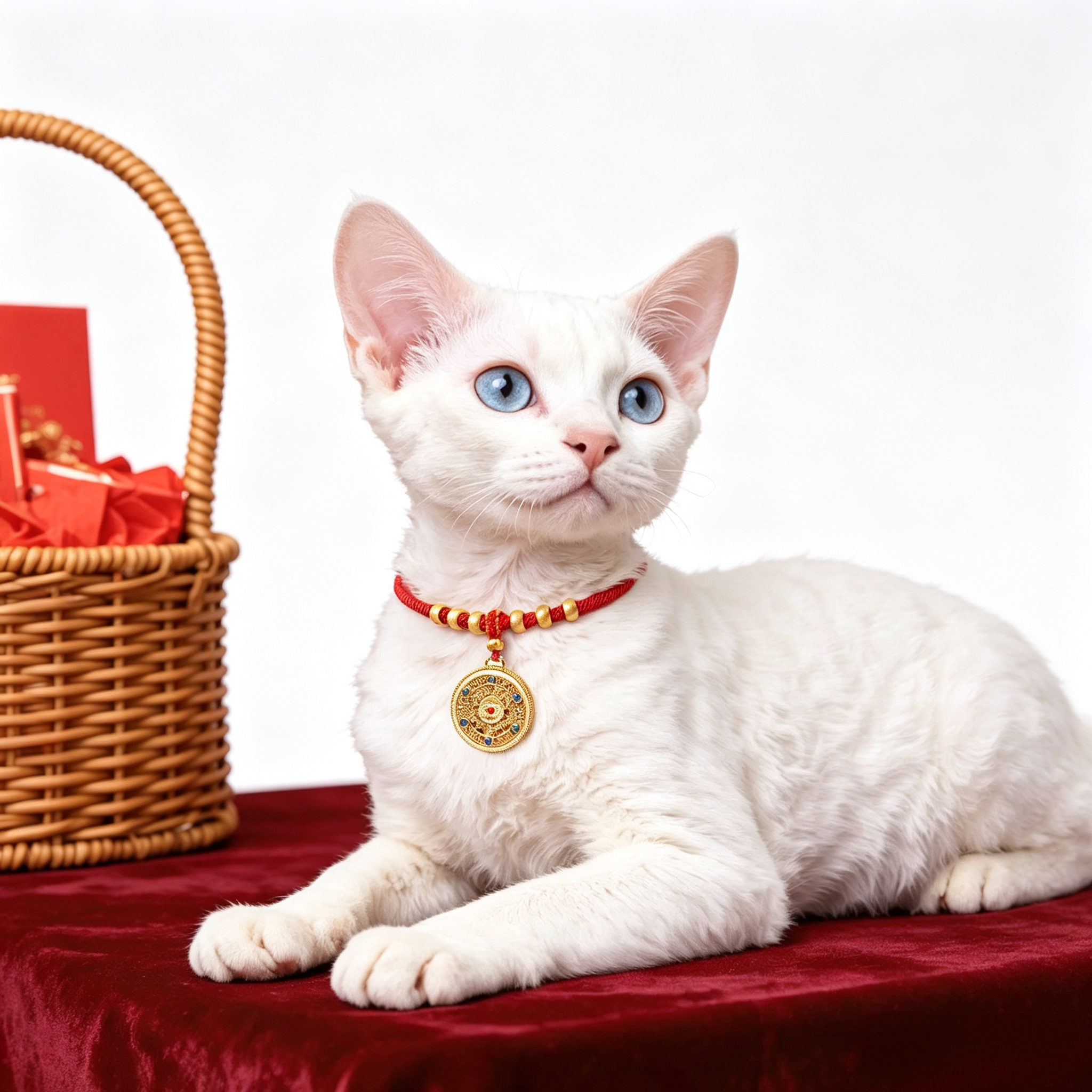 Pet Lucky Gold Lock Collar-Red String Safety Necklace
