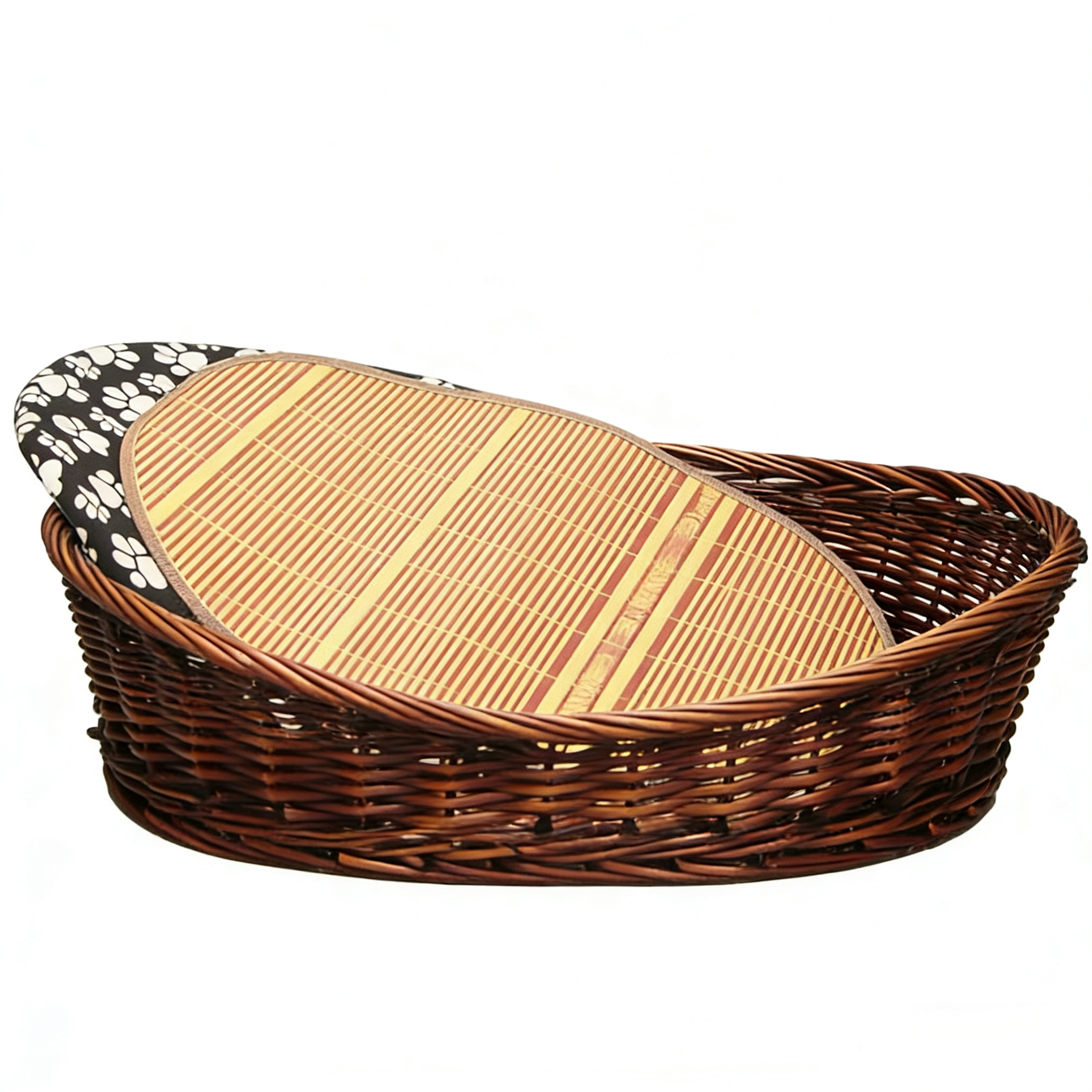 Hand-Woven Vintage Wicker Pet Bed-Oval bed for pets