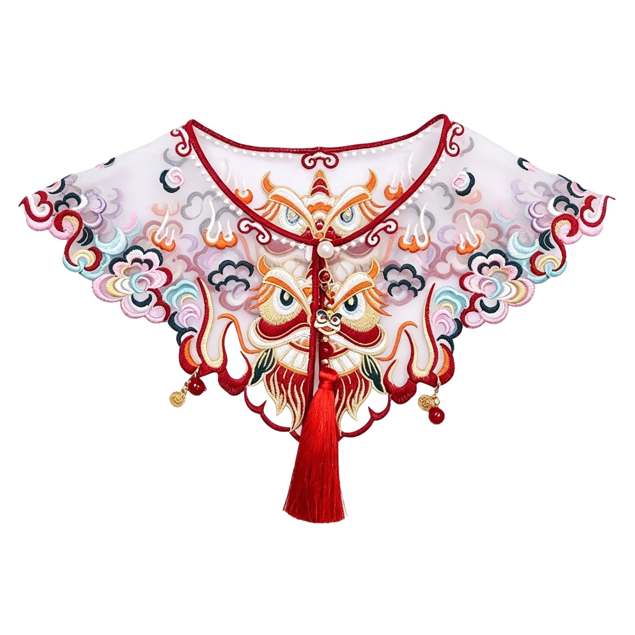 Lion Dance Embroidered Pet Cape Bib