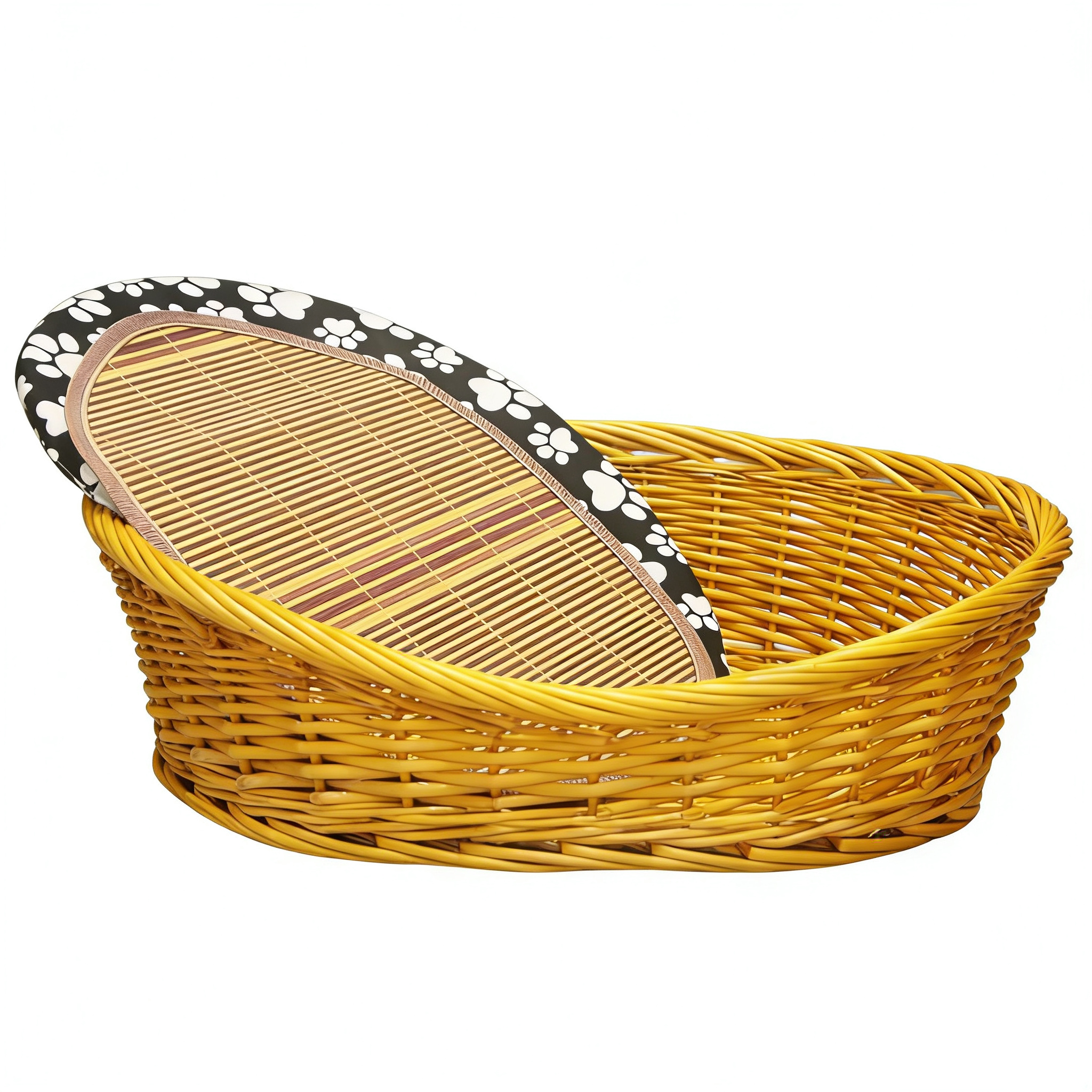 Hand-Woven Vintage Wicker Pet Bed-Oval bed for pets