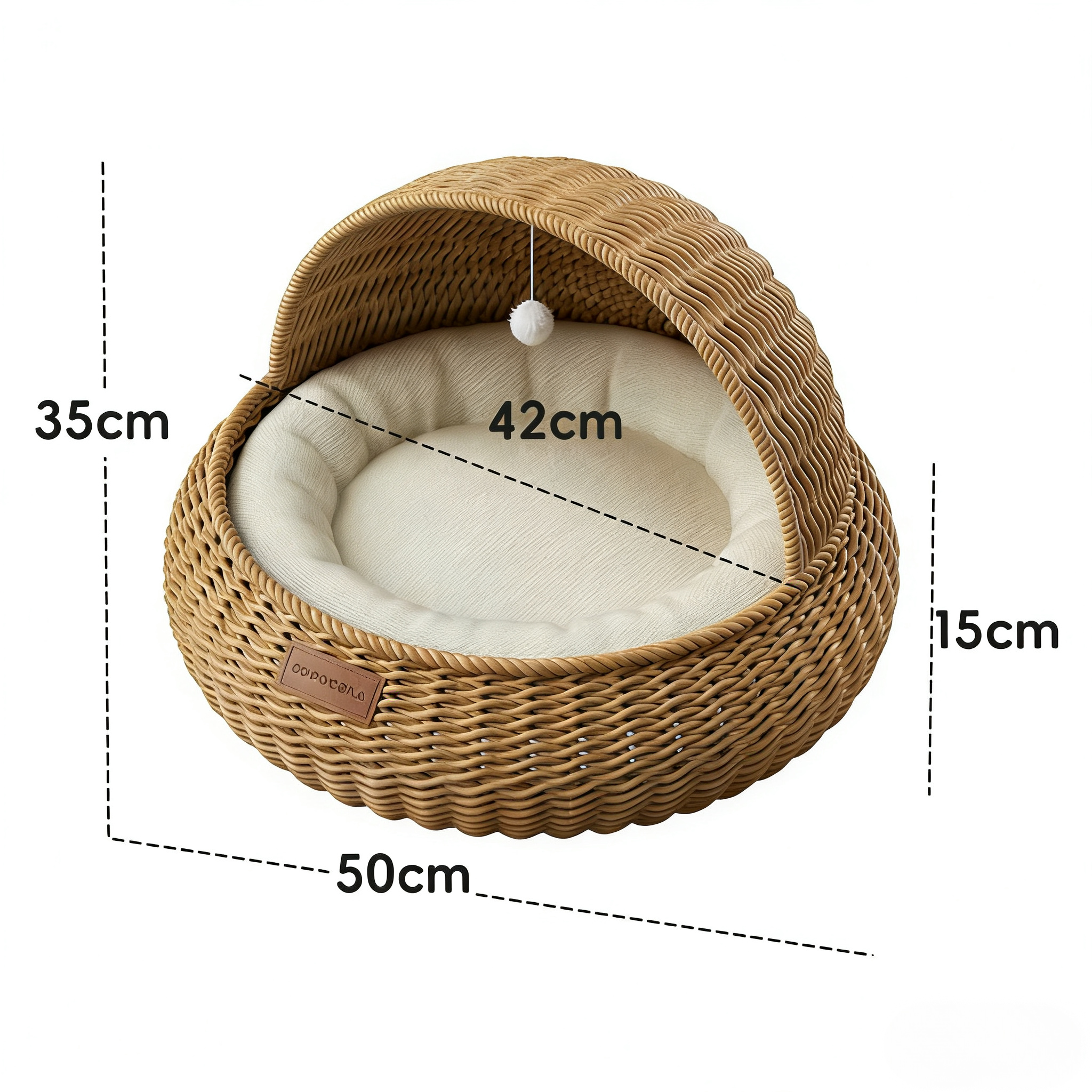 Rattan Woven Semi-Enclosed Pet Bed -Includes cushion or cooling mat