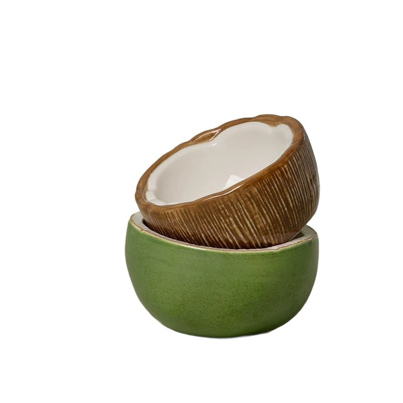 Coconut Design Ceramic Pet Bowl – Durable & Easy to Clean